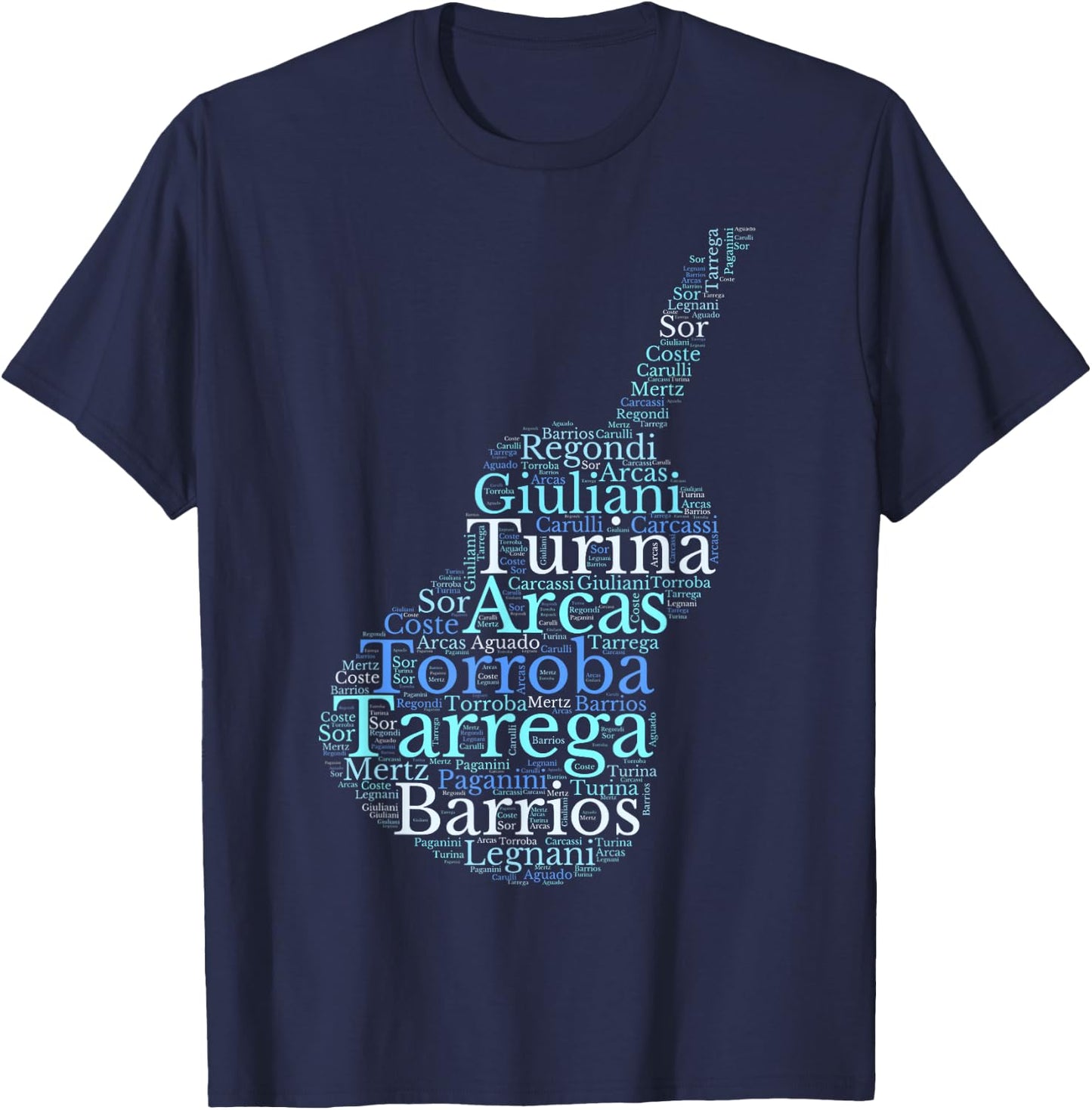 Classical Guitar - Spanish Guitar , Black, S T-Shirt - T-Shirt | Navy