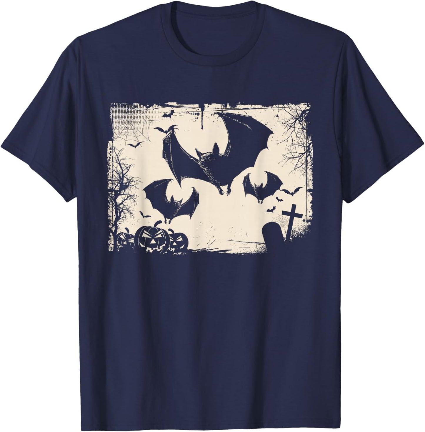 Gothic Bat Dark Art Horror Vintage Grunge T-Shirt - T-Shirt | Navy