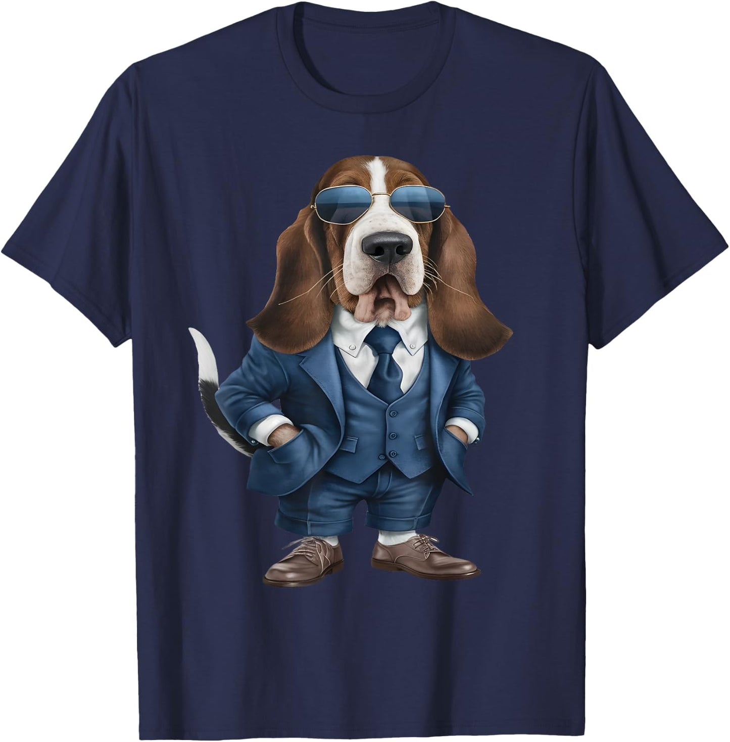 Men Woman Basset Hound Suit Basset Hound T-Shirt - T-Shirt | Navy