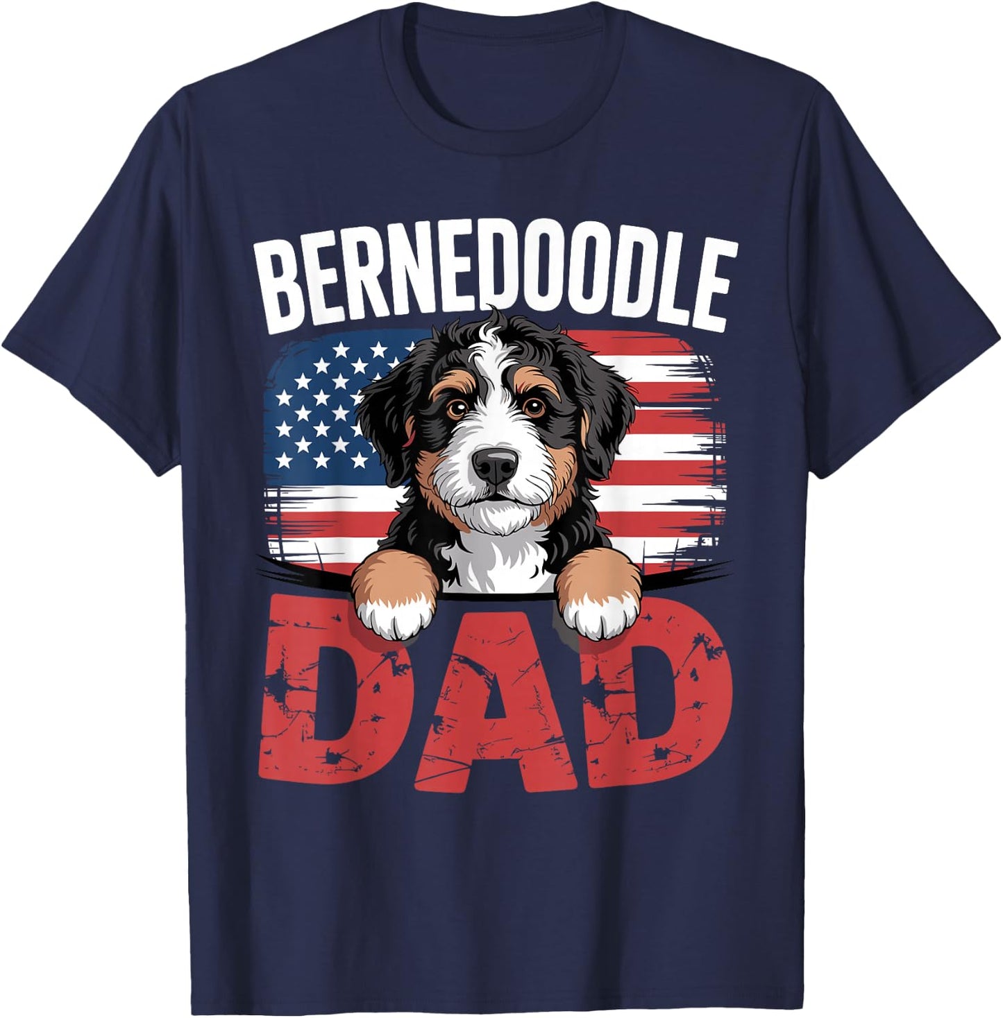 Funny Bernedoodle Dad Art Boys Bernedoodle Dog Owner T-Shirt - T-Shirt | Navy