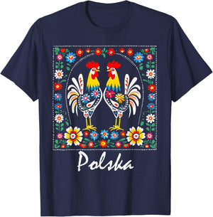 Poland Folk Art Flowers Polish Wycinanki Polska Day Festival T-Shirt - T-Shirt | Navy