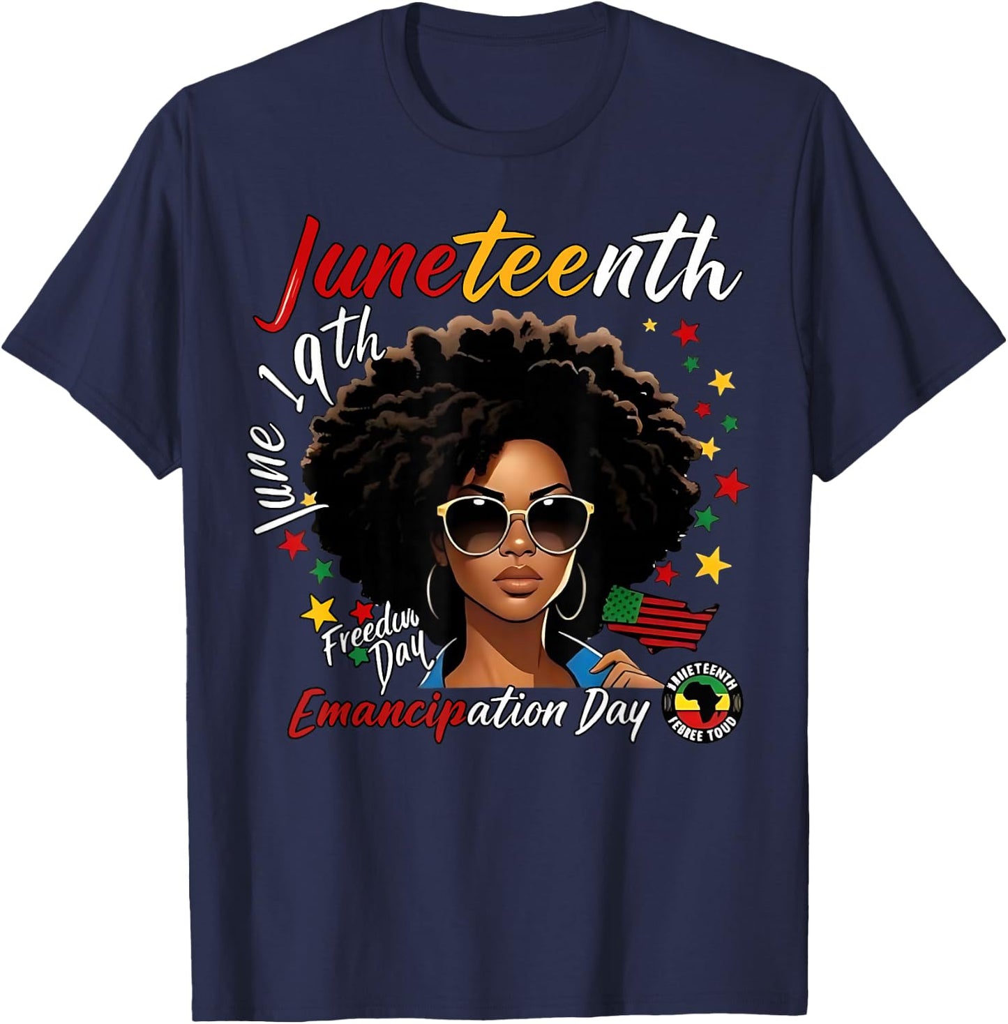 Juneteenth Emancipation Day Black June 19th 1865 Men Women T-Shirt - T-Shirt | Navy