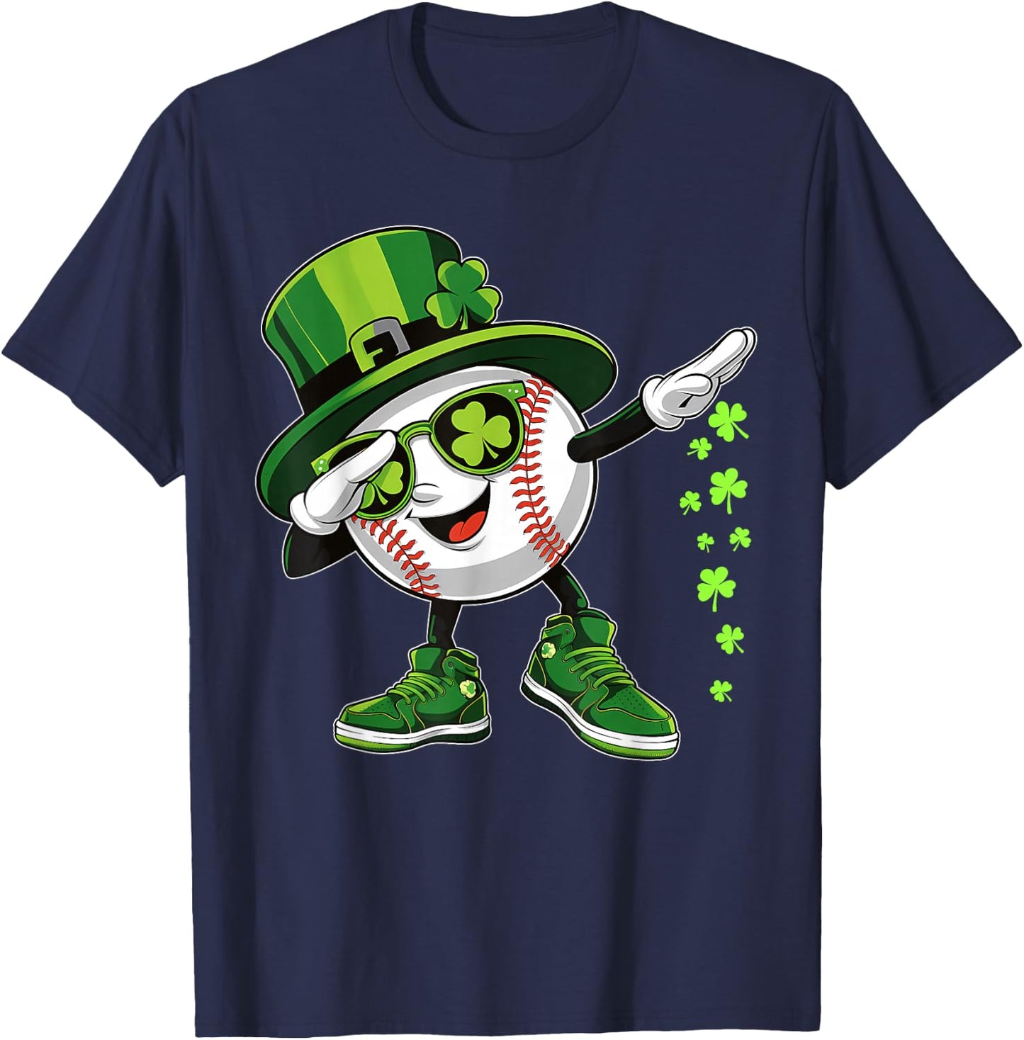 Funny Dabbing Shamrock Baseball St Patrick's Day Kids T-Shirt - T-Shirt | Navy