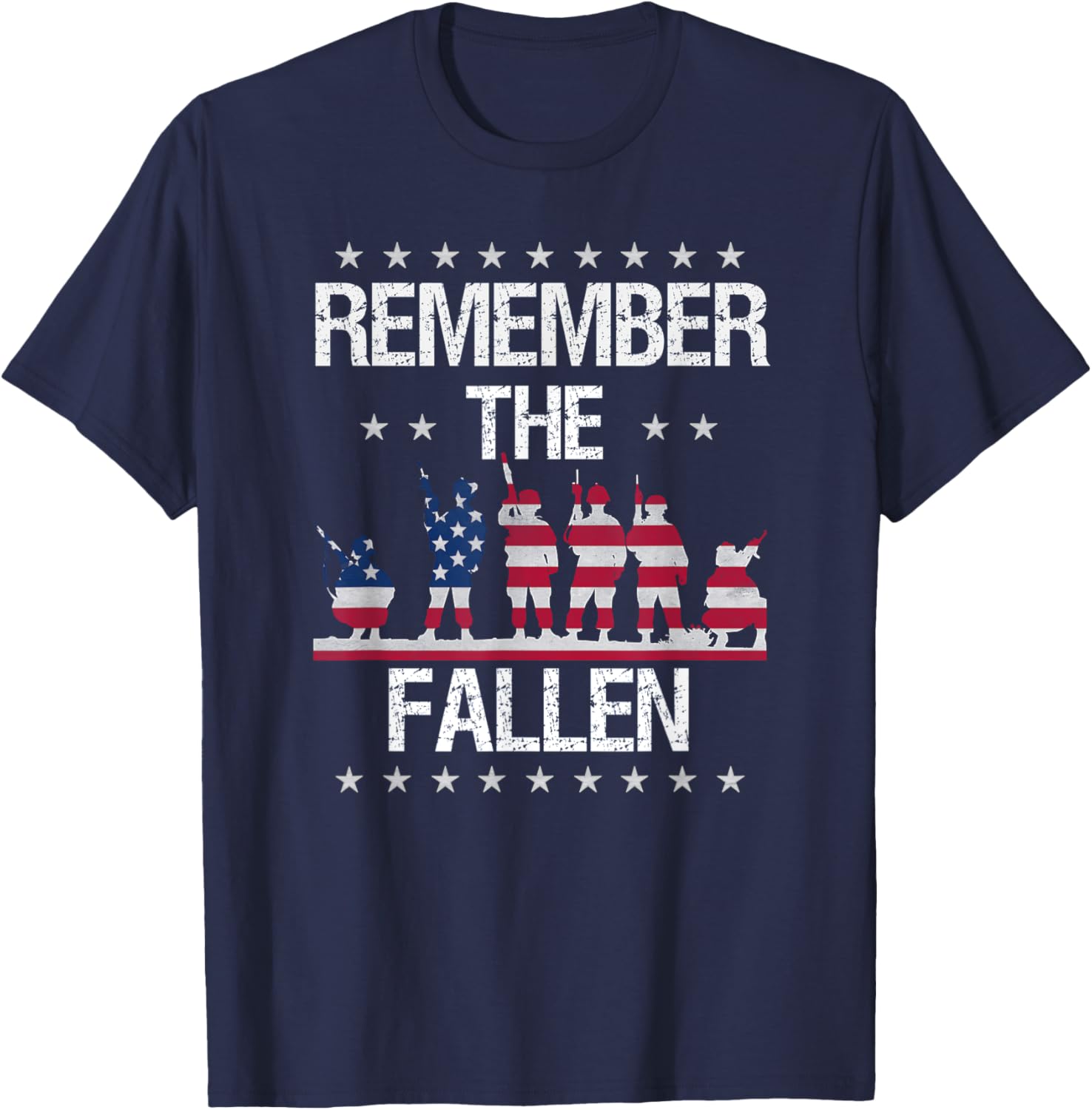 Remember The Fallen Soldiers Armed Forces Memorial T-Shirt - T-Shirt | Navy