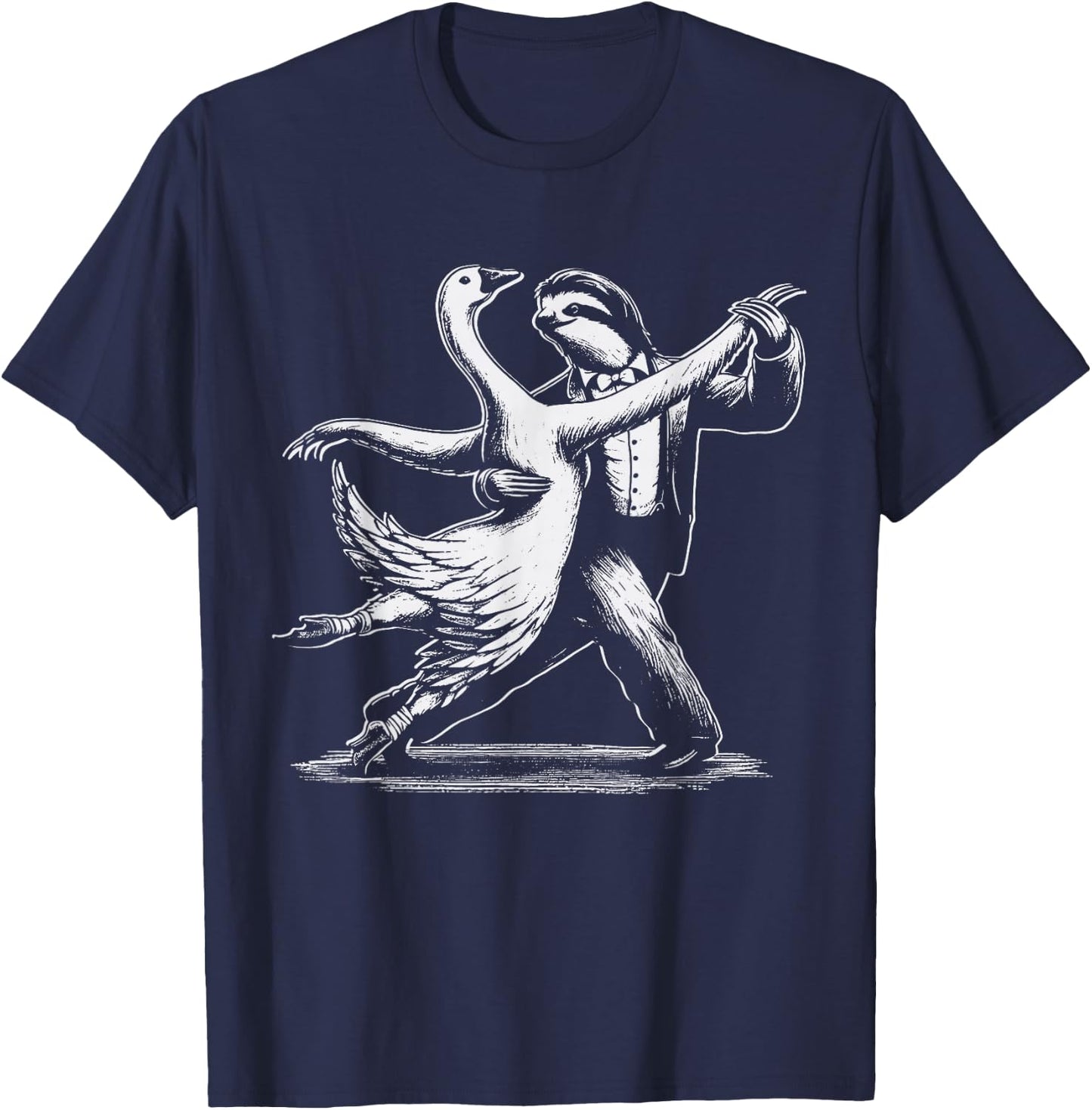 Cute Sloth and Goose Tango Dancing Dancer Gift Men Women Kid T-Shirt - T-Shirt | Navy