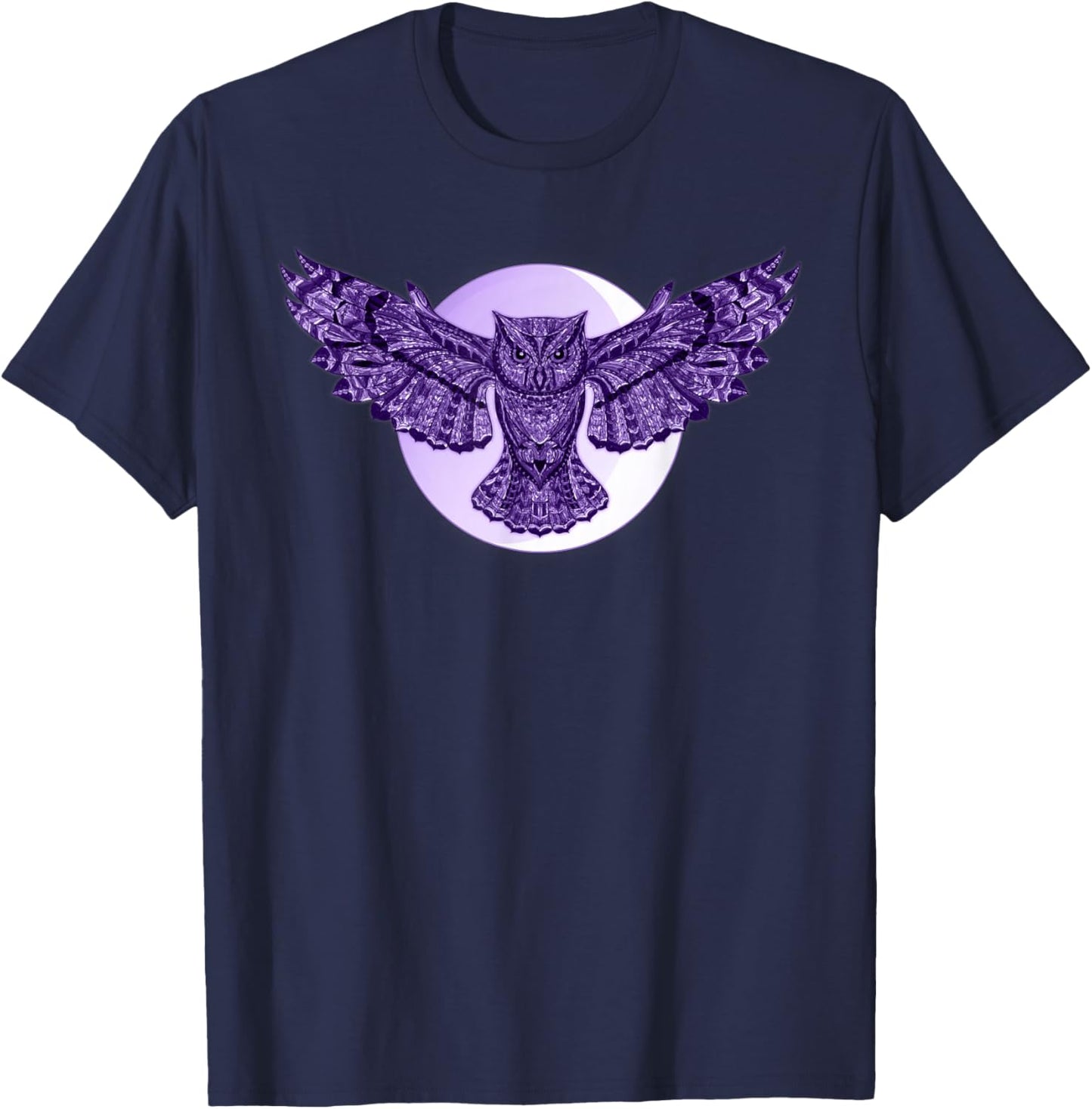 Purple Owl Full Moon for Owl-Lovers Owl Totem T-Shirt - T-Shirt | Navy