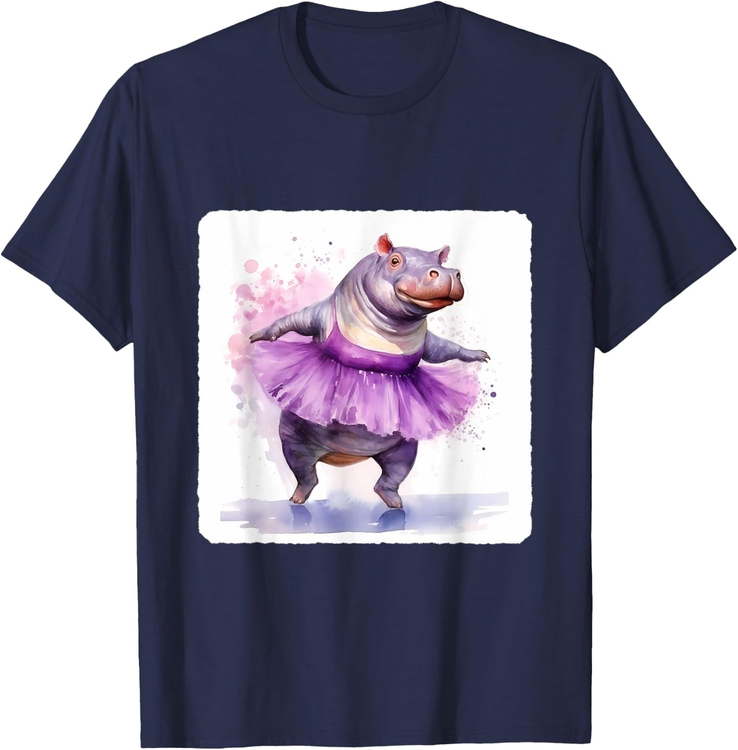 Hippo In A Tutu Dancing Ballet. Performance By Hippo In Tutu T-Shirt - T-Shirt | Navy
