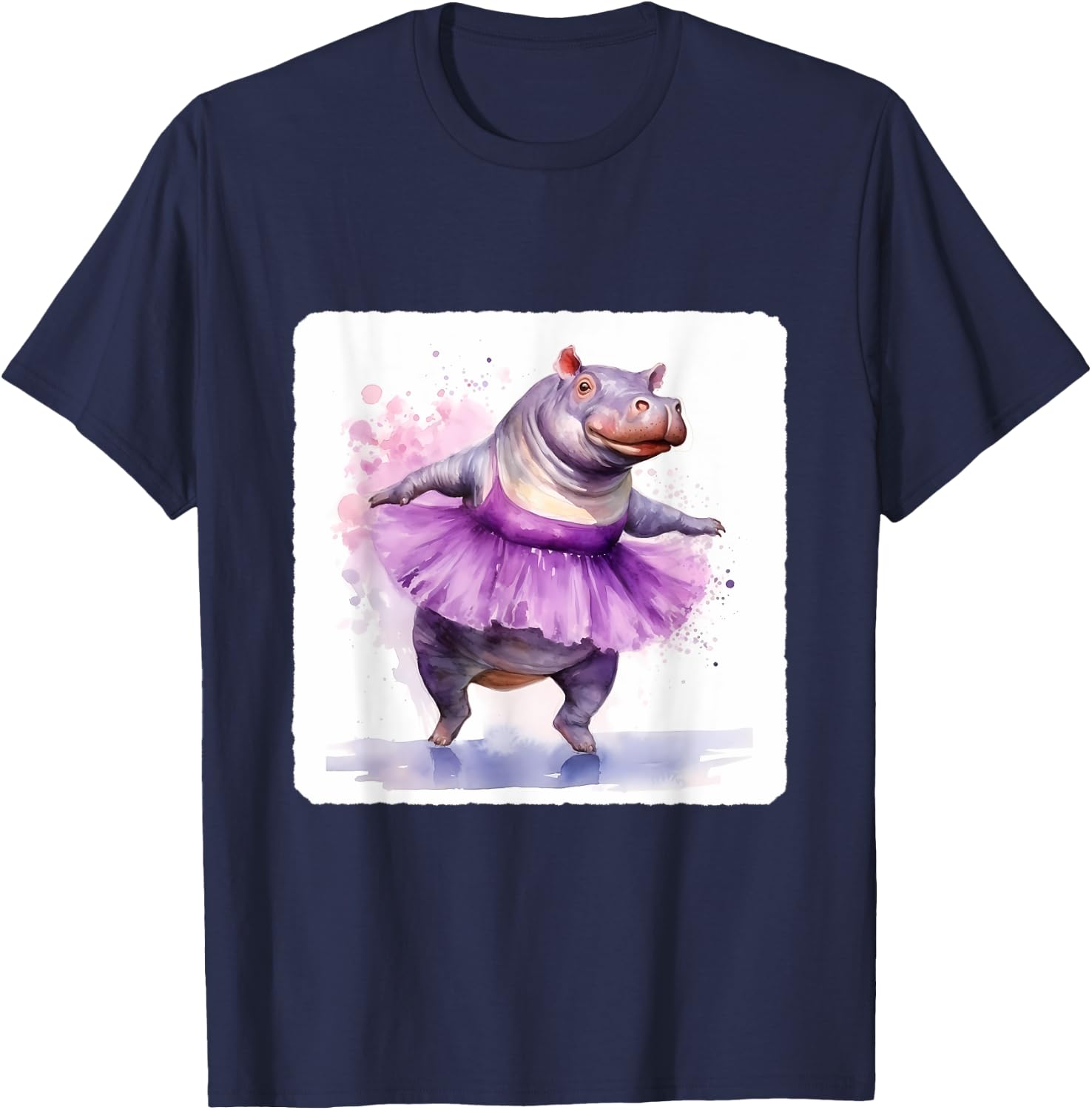 Hippo In A Tutu Dancing Ballet. Performance By Hippo In Tutu T-Shirt - T-Shirt | Navy