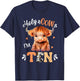 Holy Cow Im Ten Scottish Highland Cow Print 10th Birthday T-Shirt - T-Shirt | Navy