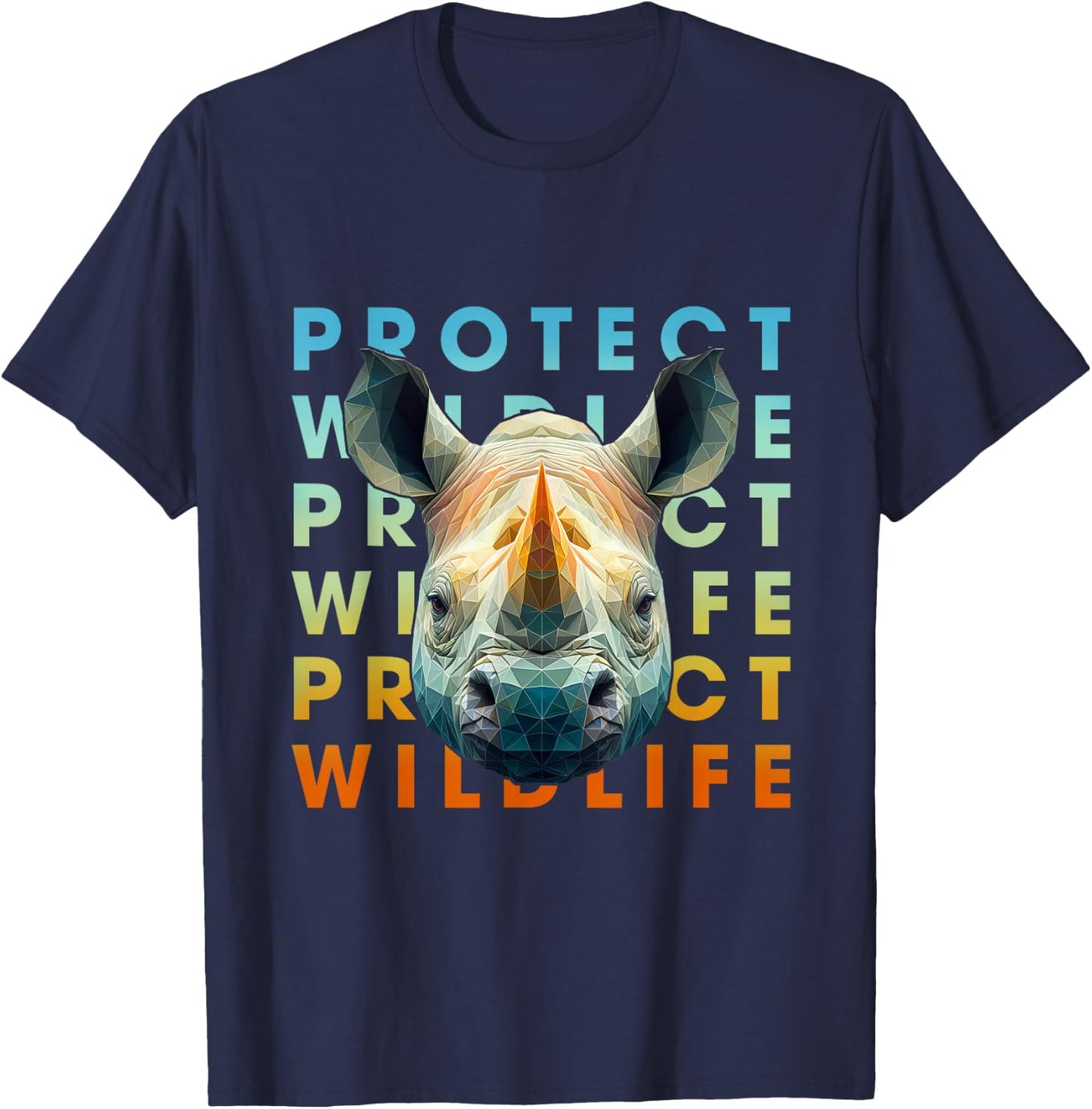 Endangered Animal Protect Wildlife Black Rhino Earth Day T-Shirt - T-Shirt | Navy
