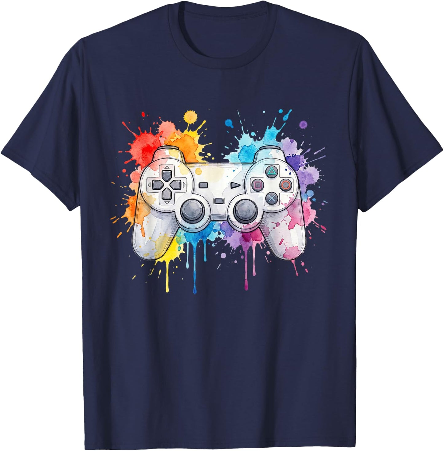 Game Controller Splash Gaming Video Gamer Men Boys Kids T-Shirt - T-Shirt | Navy