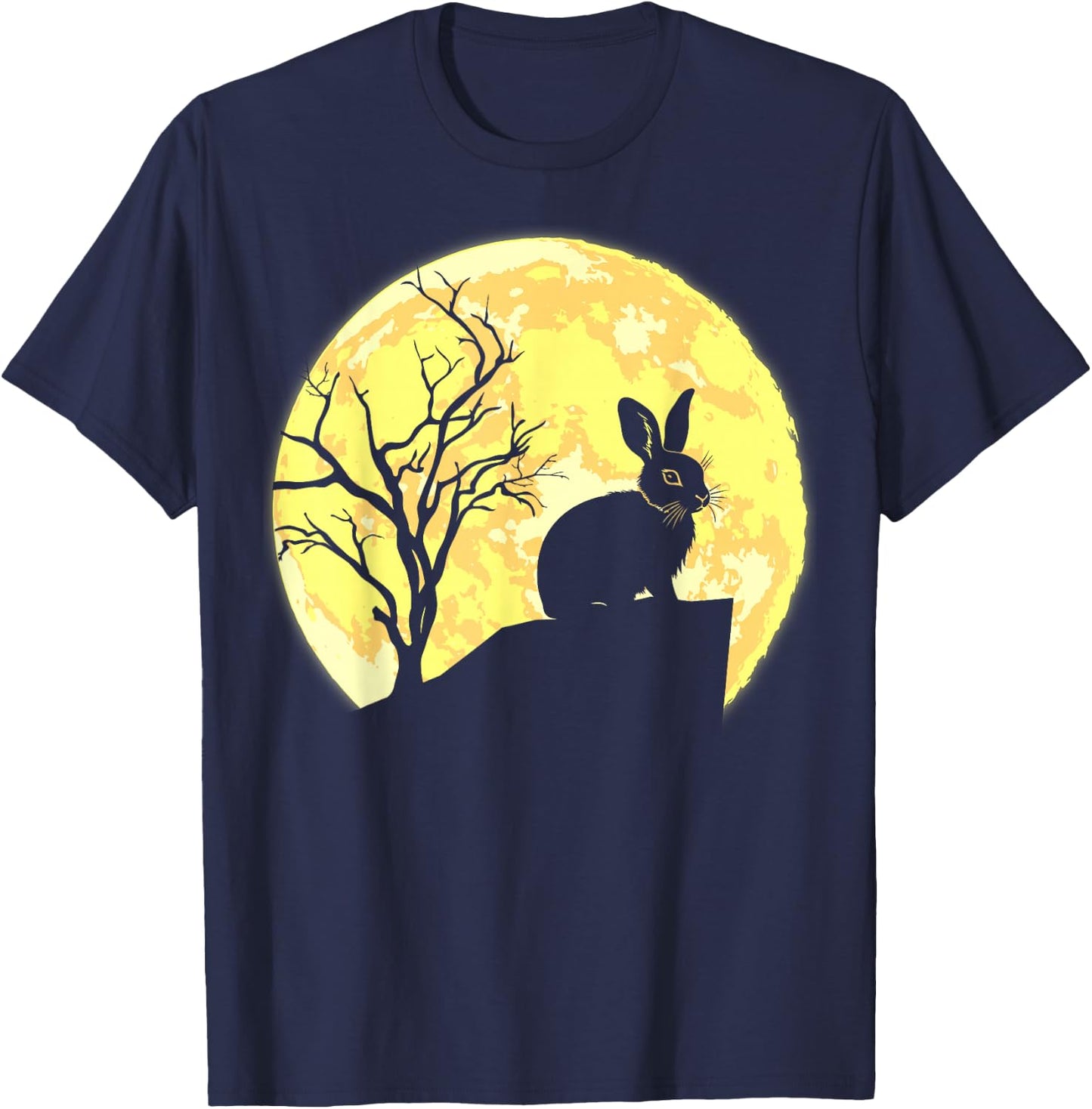 Rabbit Lover, Rabbit and Moon T-Shirt - T-Shirt | Navy