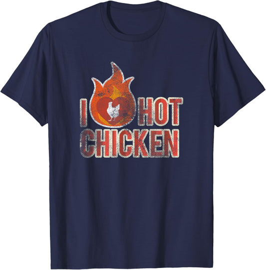 Vintage I Love Hot Chicken Shirt T-Shirt - T-Shirt | Navy