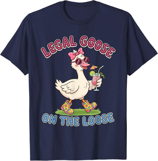 Legal Goose Girl 21st Birthday Women Summer Party T-Shirt - T-Shirt | Navy
