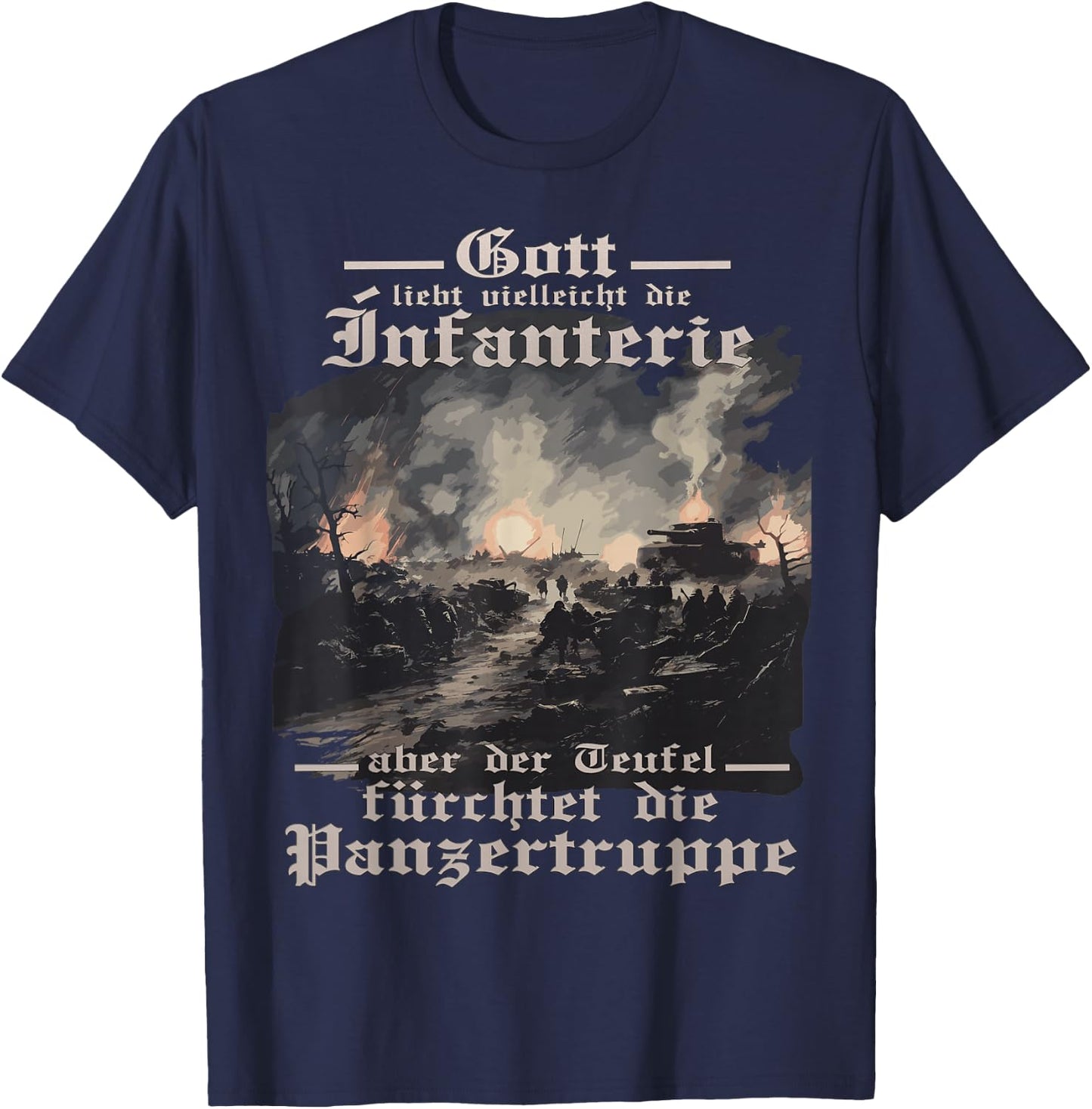 Tiger Tank Dystopian Tank T King Tiger Soldiers , black T-Shirt - T-Shirt | Navy