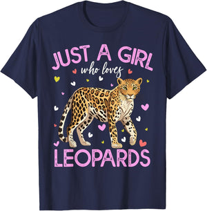 Just A Girl Who Loves Leopards Girls T-Shirt - T-Shirt | Navy
