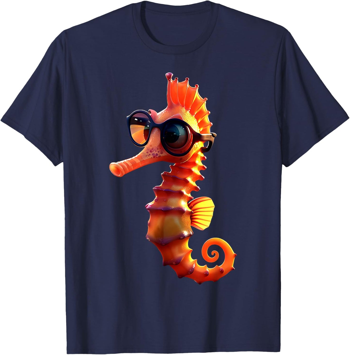 Seahorse with Sunglasses Aquarist Ocean Cute Seahorse , black T-Shirt - T-Shirt | Navy
