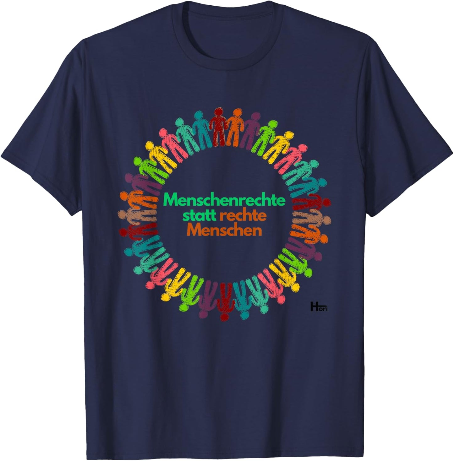 Menschenrechte statt rechte Menschen für Vielfalt & Toleranz T-Shirt - T-Shirt | Navy