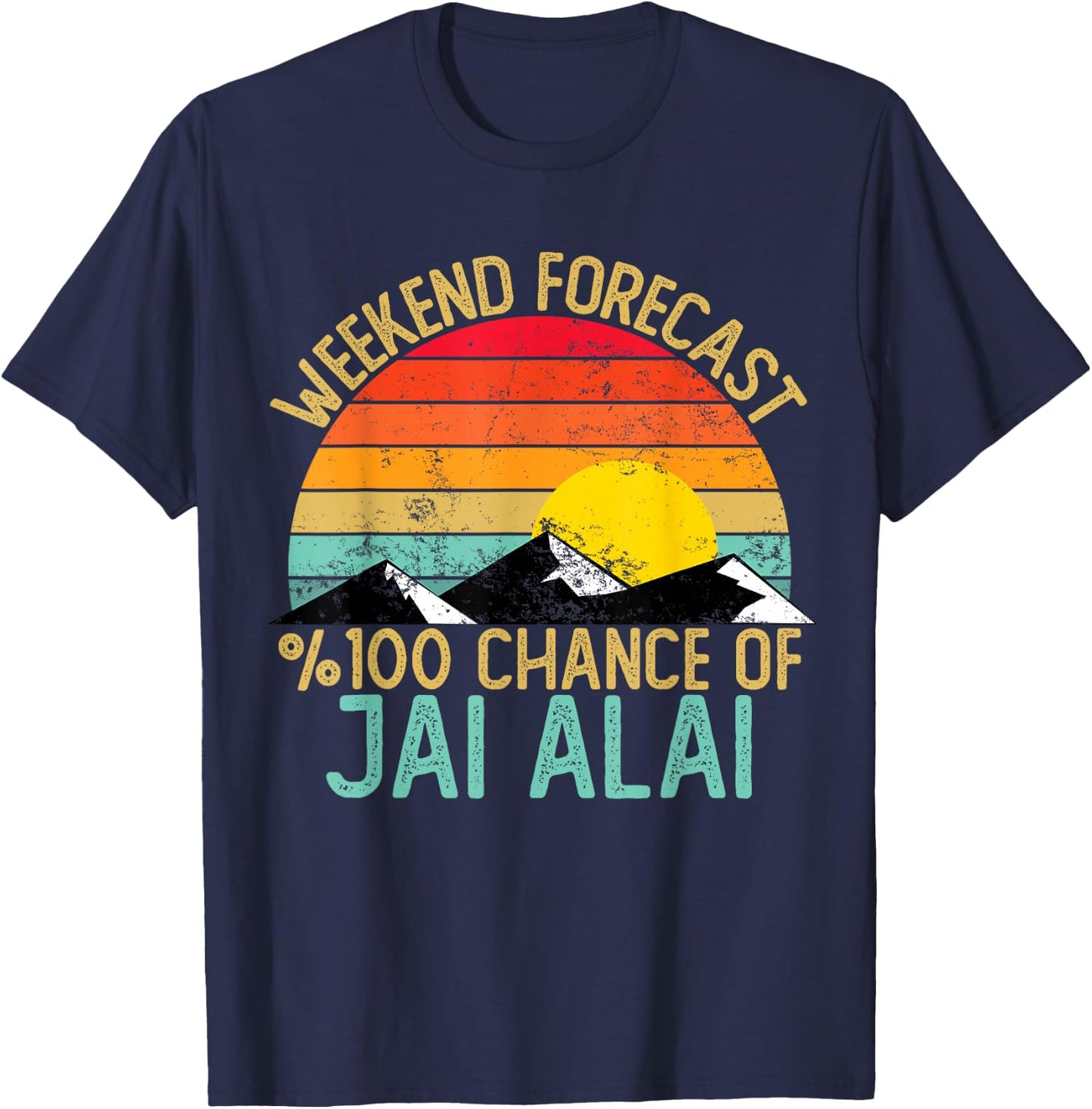 Weekend Forecast Jai Alai Shirts Funny Retro Jai Alai T-Shirt - T-Shirt | Navy