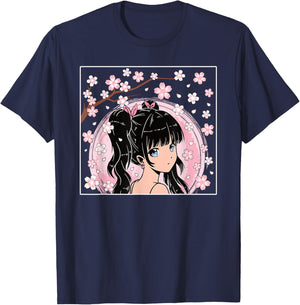 Japanisches Anime Mädchen Otaku Kirschblüte Sakura Damen T-Shirt - T-Shirt | Navy