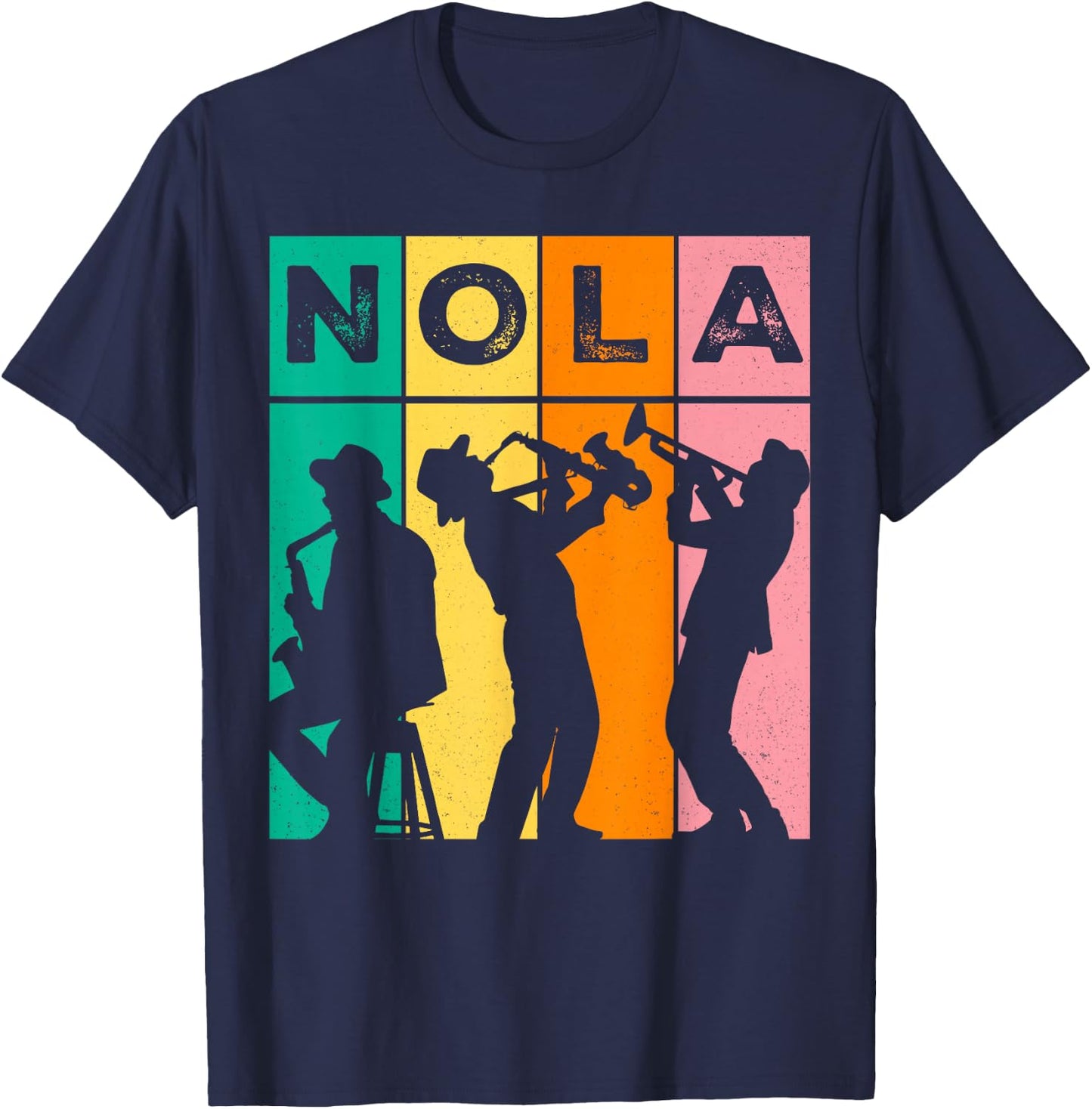Vintage NOLA New Orleans Mardi Gras Music Carnival Festival T-Shirt - T-Shirt | Navy