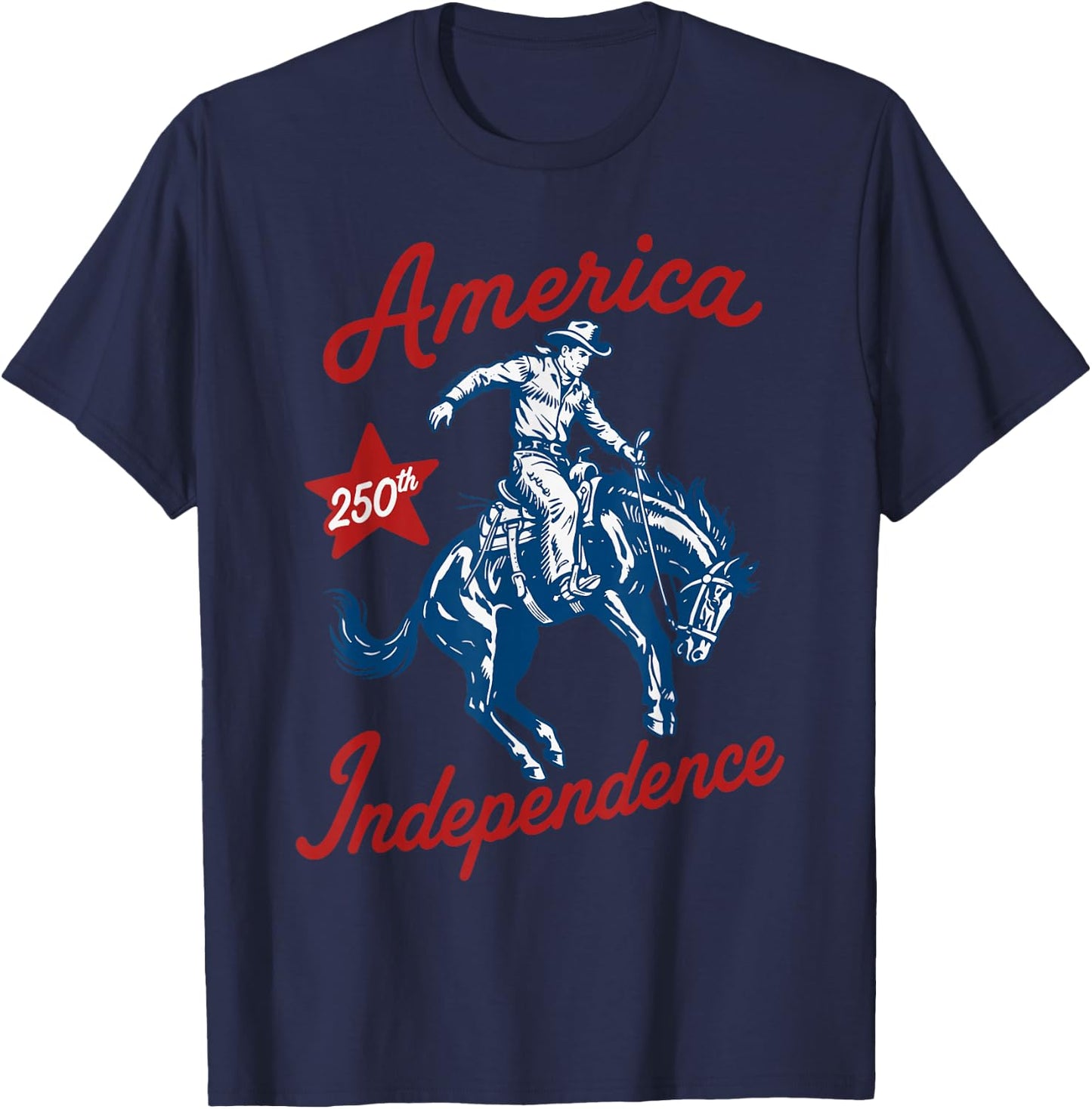 USA 250th Anniversary Patriotic Western Freedom 4th of July T-Shirt - T-Shirt | Navy