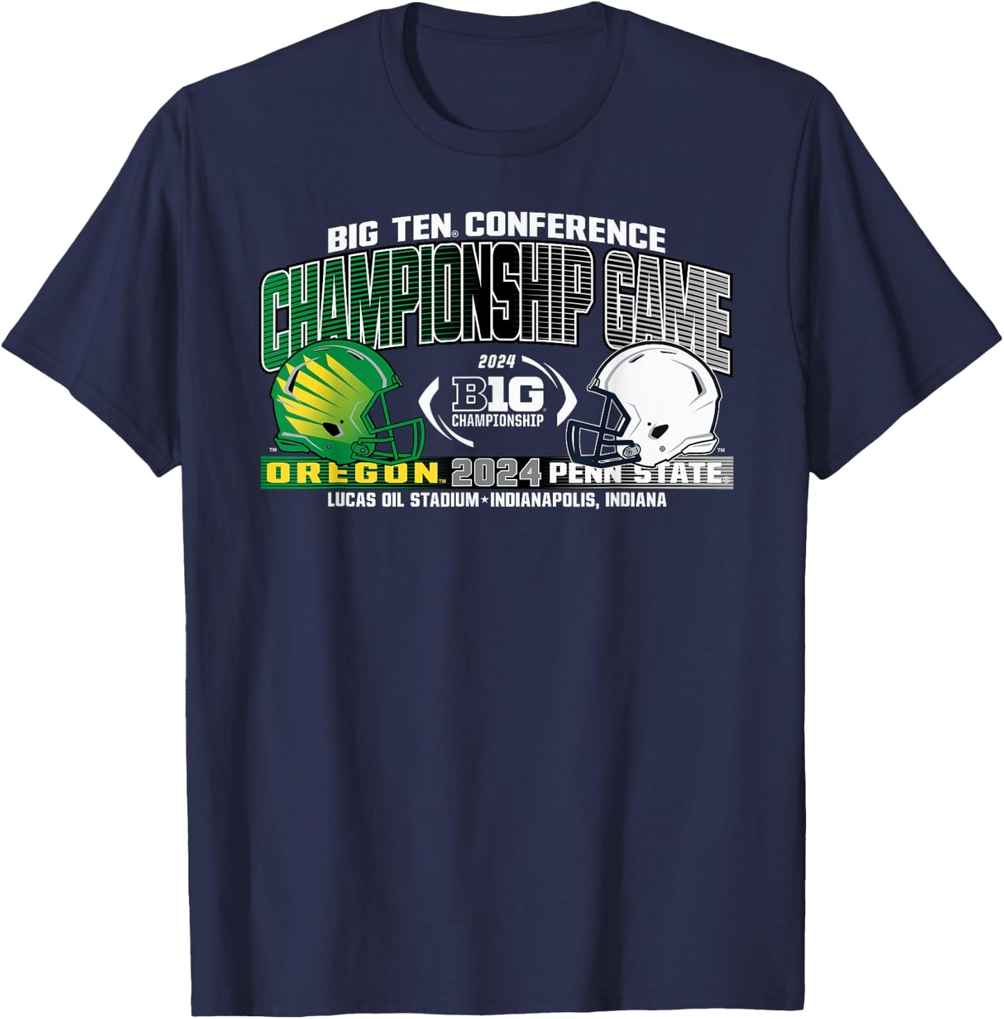 PSU Nittany Lions vs Oregon Ducks Big Ten Championship 2024 T-Shirt - T-Shirt | Navy