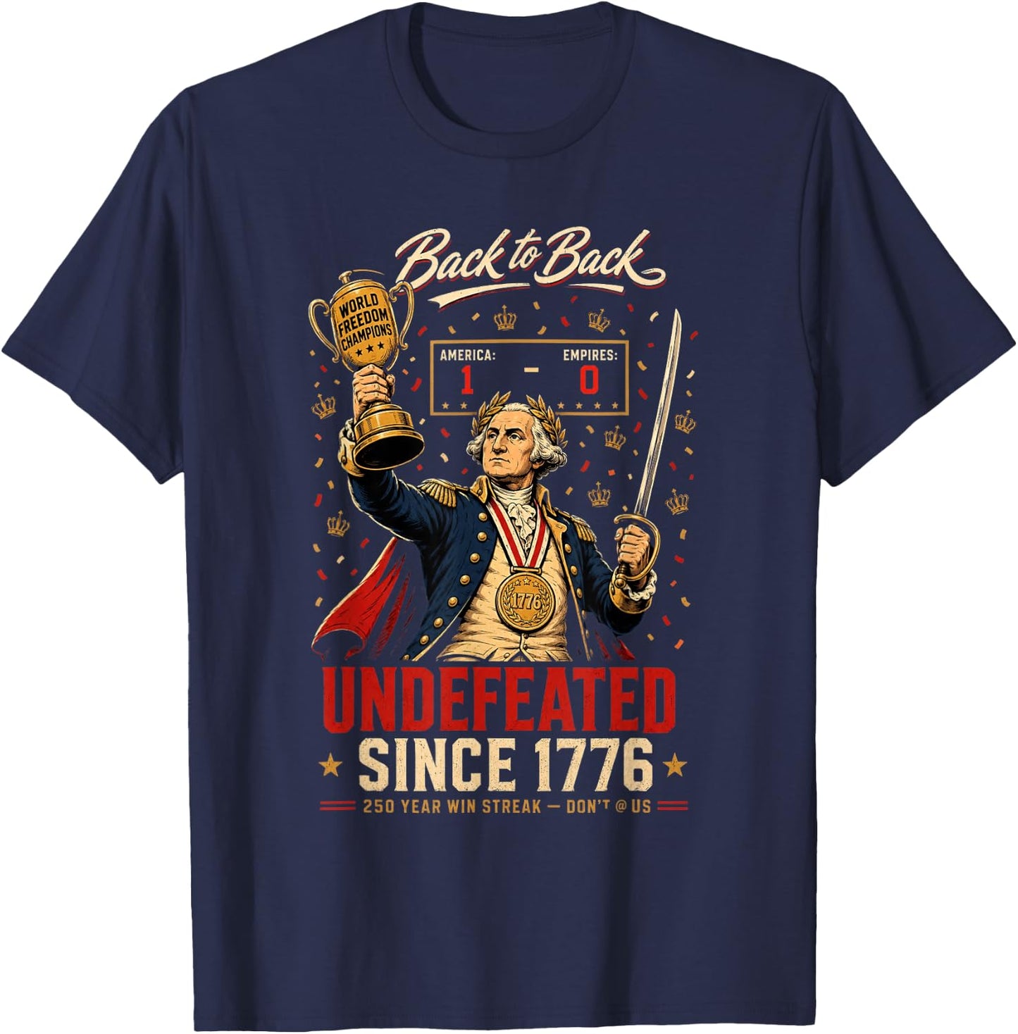 1776 National Champions George Washington Patriotic History T-Shirt - T-Shirt | Navy