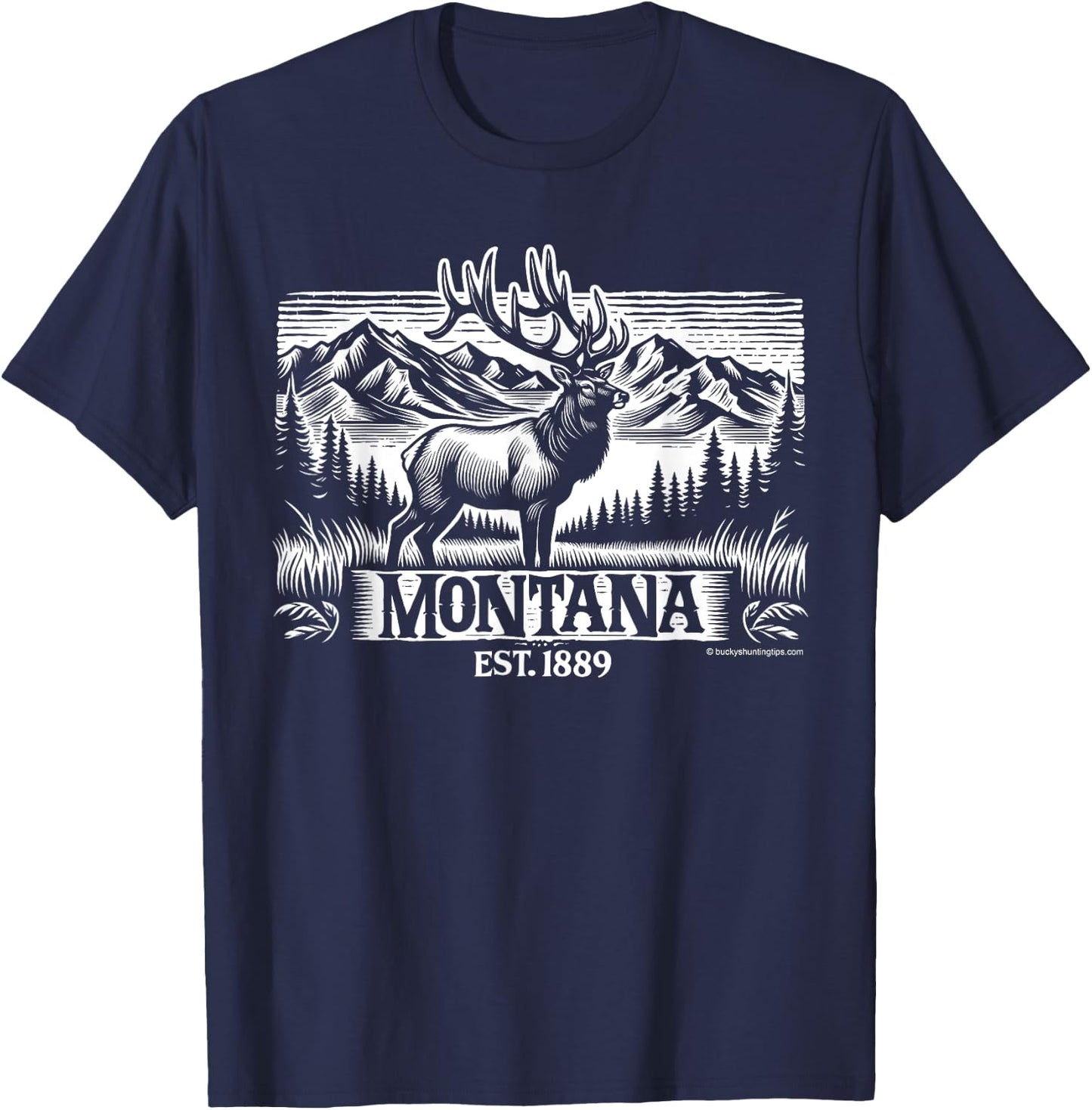 Montana - Elk Est. 1889 Rocky Mountain Elk T-Shirt - T-Shirt | Navy