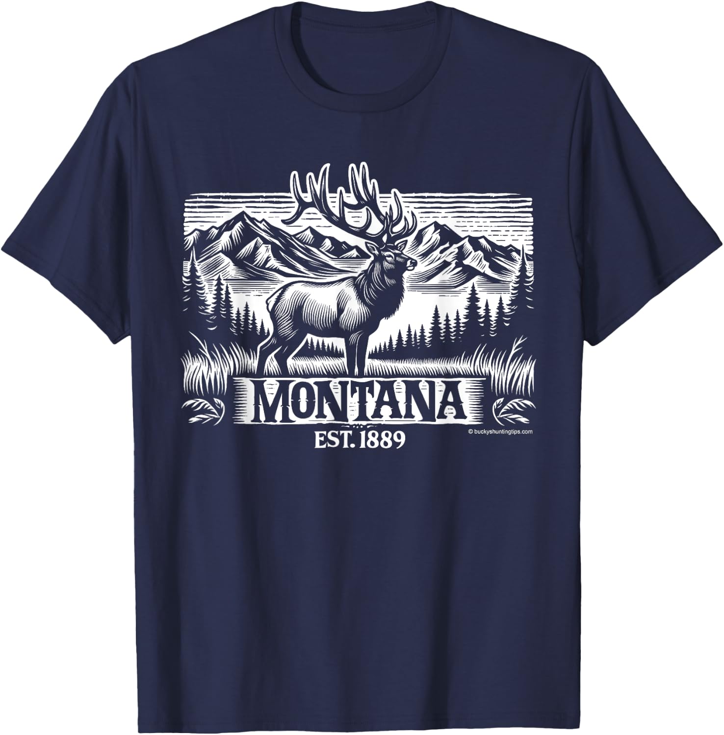 Montana - Elk Est. 1889 Rocky Mountain Elk T-Shirt - T-Shirt | Navy