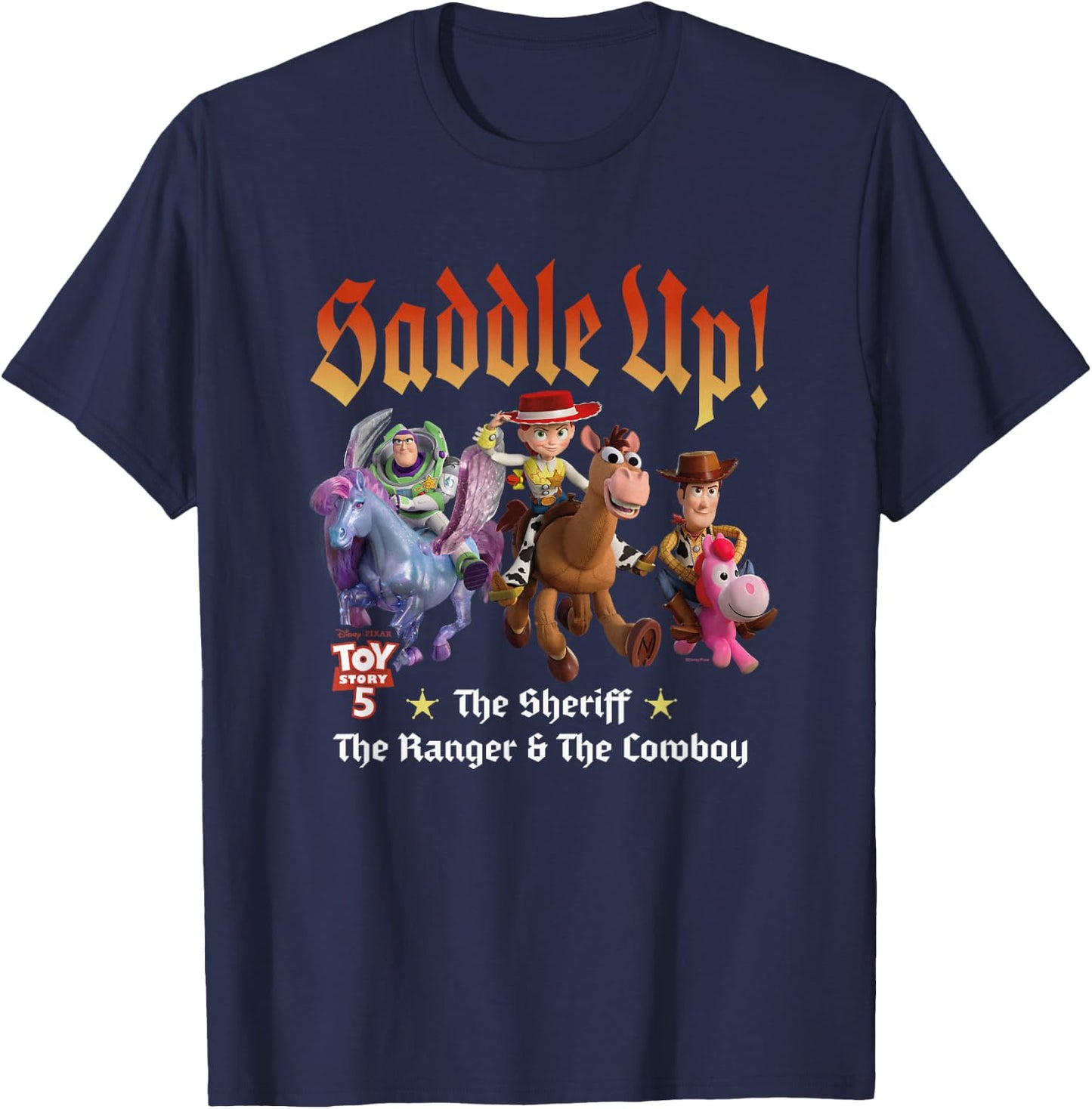 Disney Pixar Toy Story 5 Saddle Up Toys Group Shot T-Shirt - T-Shirt | Navy