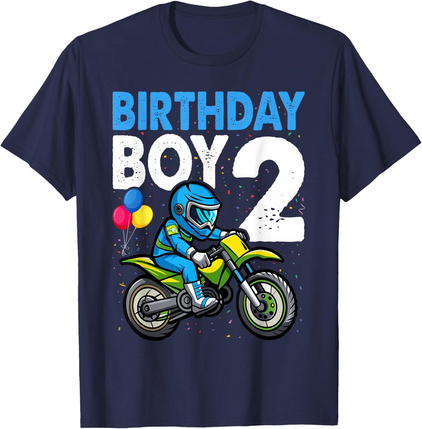 Kids Motocross MX 2nd 2 Year Old Dirt Bike Birthday Par T-Shirt - T-Shirt | Navy