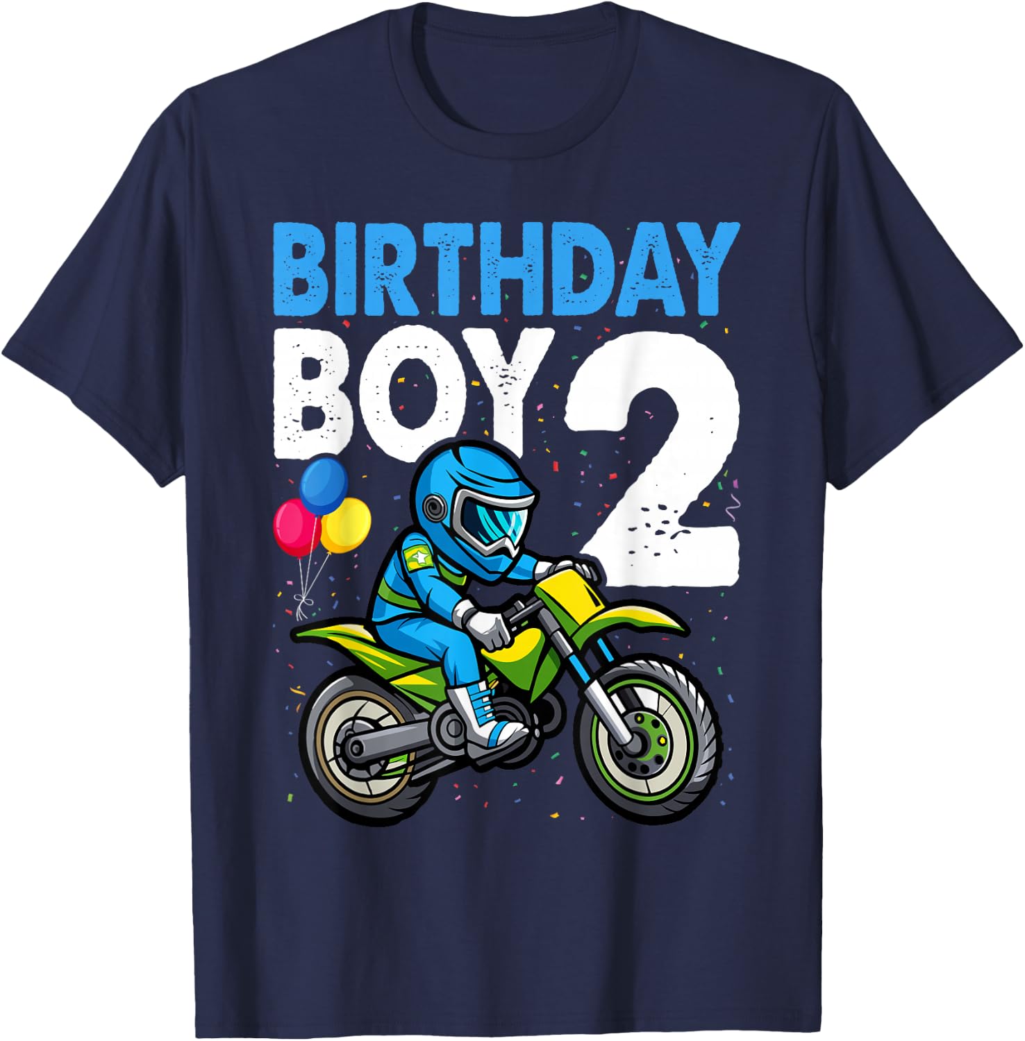 Kids Motocross MX 2nd 2 Year Old Dirt Bike Birthday Par T-Shirt - T-Shirt | Navy