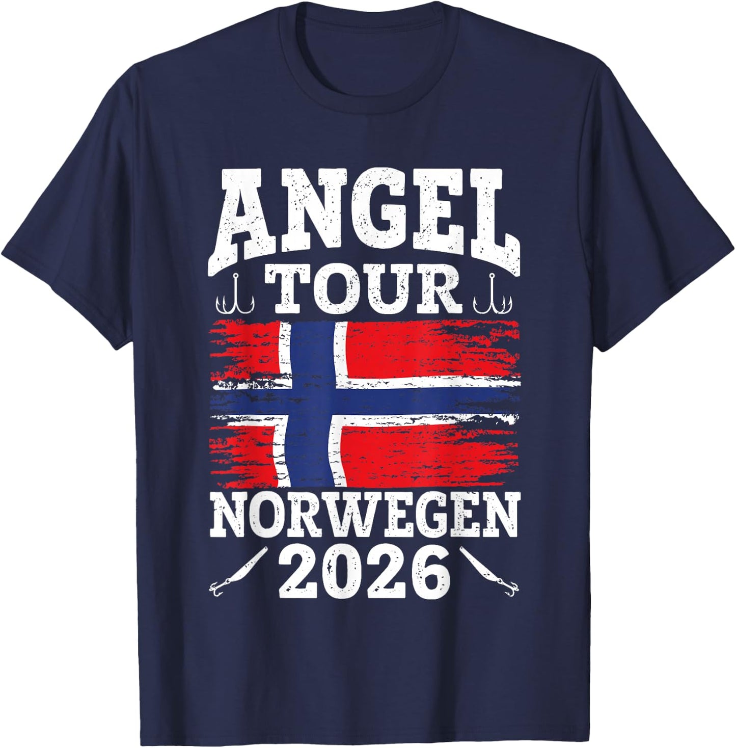 Angel Tour Norway 2026 Fishing Team Norway Flag Angler , black, S T-Shirt - T-Shirt | Navy