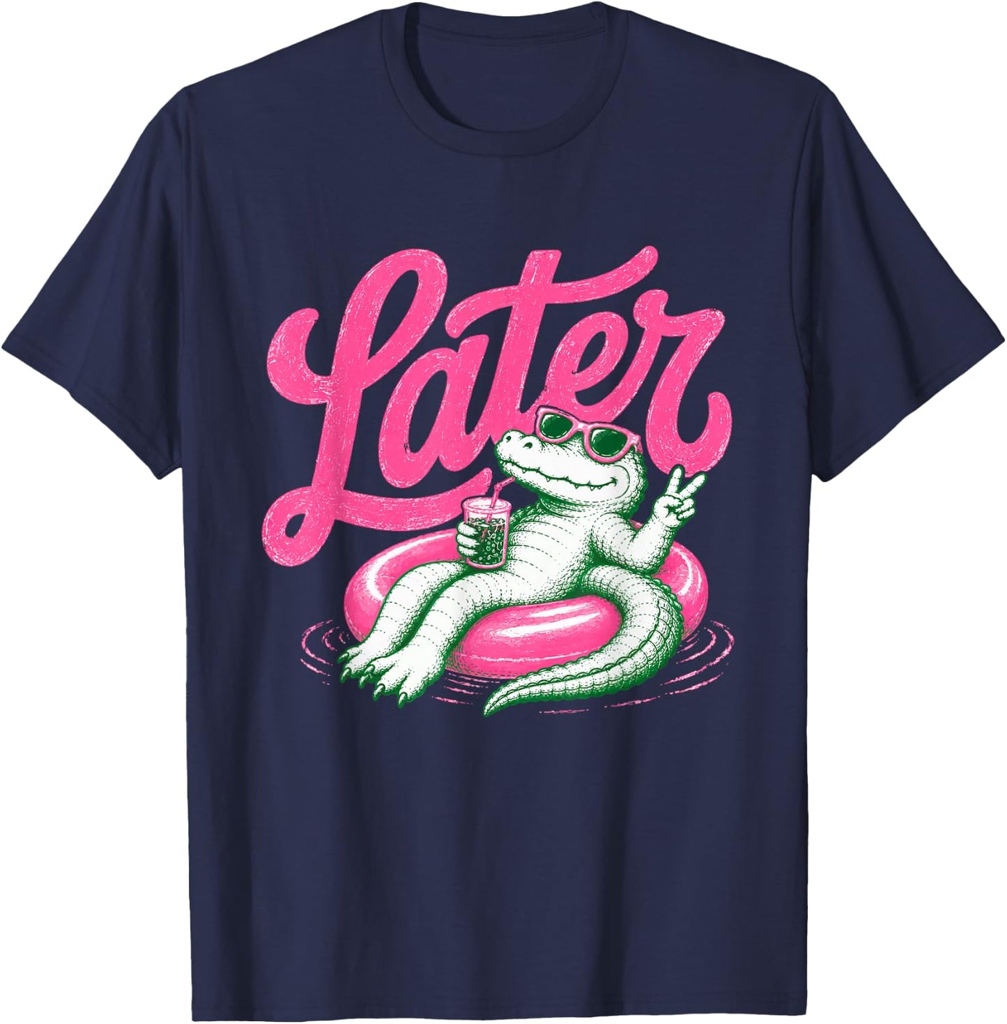 See You Later Teacher Summer Alligator Last Day of School T-Shirt - T-Shirt | Navy