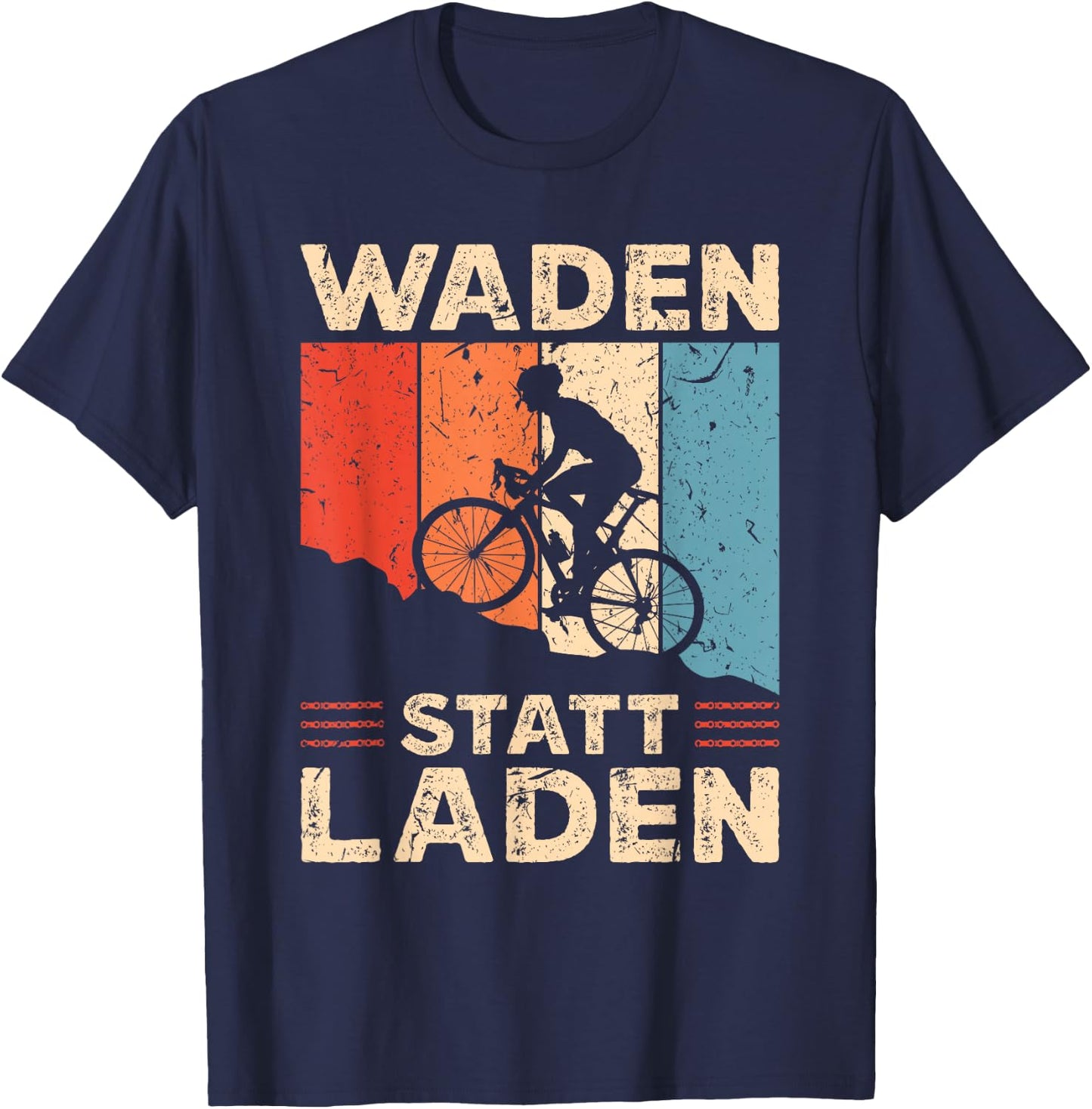 Funny Cyclist Saying Waden Instead of Shop Retro Bicycle , black T-Shirt - T-Shirt | Navy