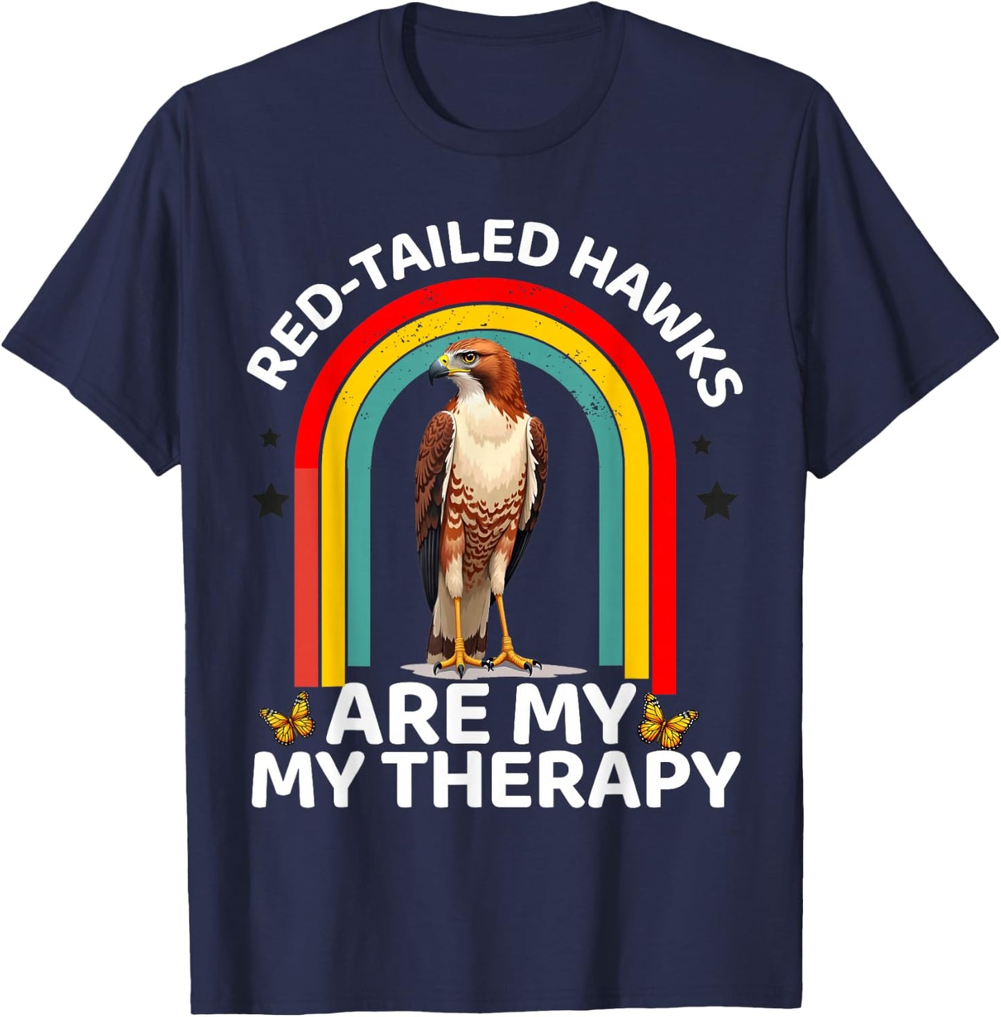 Red Tailed Hawk Chickenhawk Birdwatcher Buteo Jamaicensis T-Shirt - T-Shirt | Navy