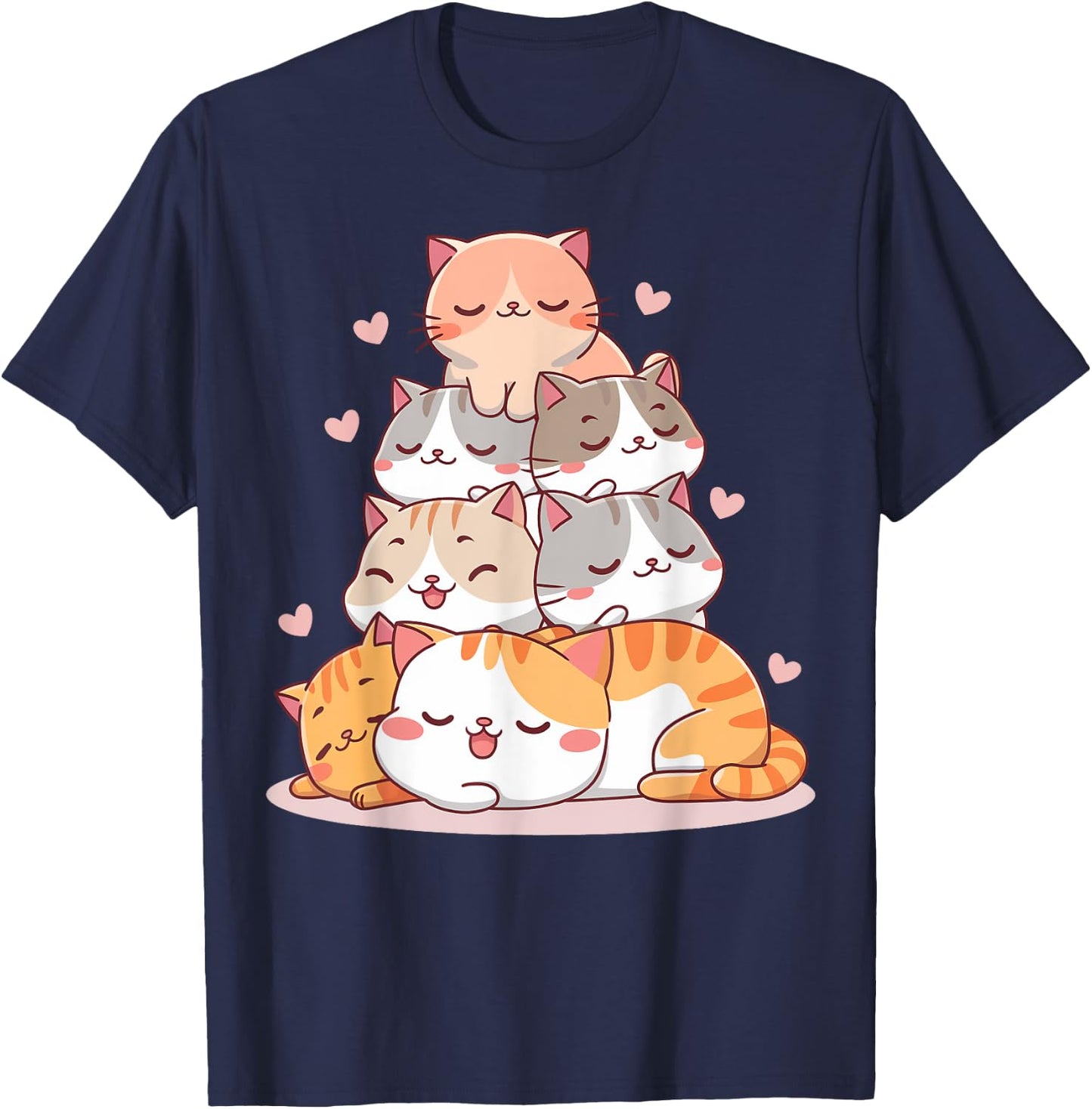 Cat Cute Kitty Anime Kawaii Gifts Women Cat Lover T-Shirt - T-Shirt | Navy