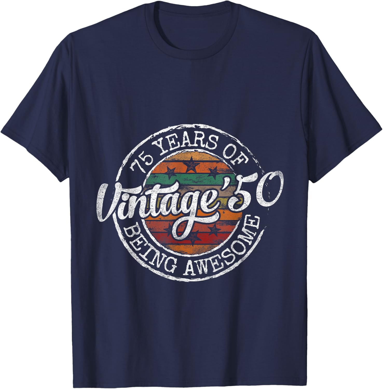 Vintage 1950 Bday Stamp 75th Birthday Gifts 75 Year Old T-Shirt - T-Shirt | Navy