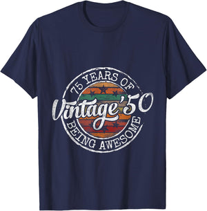 Vintage 1950 Bday Stamp 75th Birthday Gifts 75 Year Old T-Shirt - T-Shirt | Navy