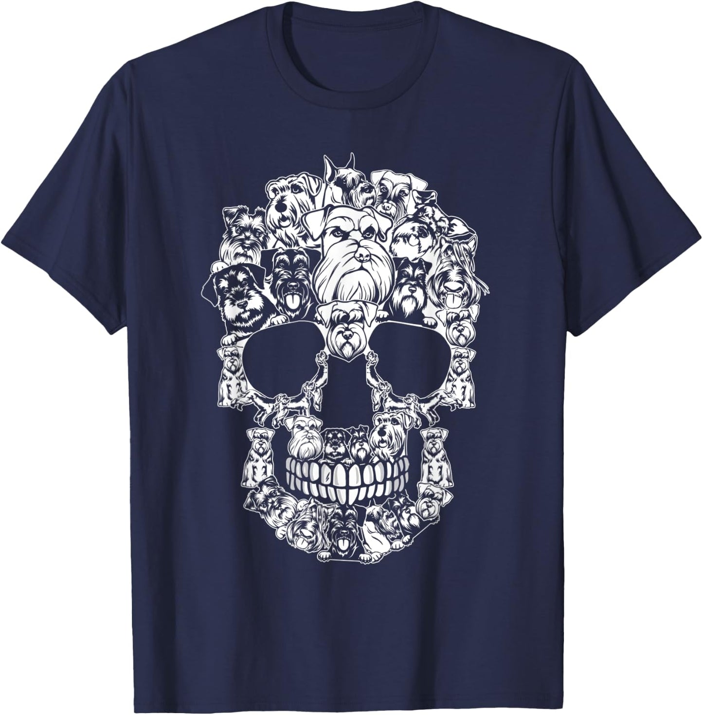 Matching Family Schnauzer Dog Skull Costume Halloween Women Kids T-Shirt - T-Shirt | Navy