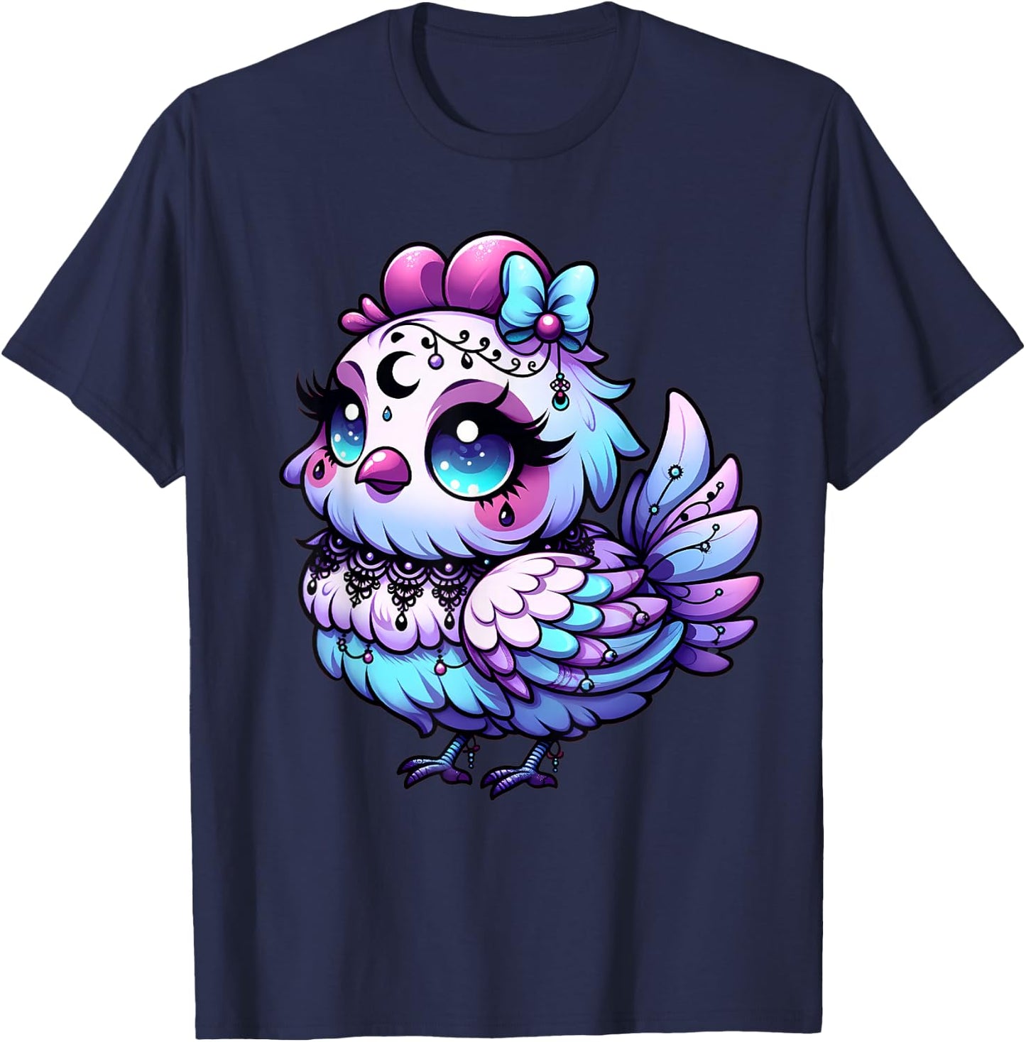 Pastel Goth Chicken Aesthetic Farm Animal Kawaii Occult T-Shirt - T-Shirt | Navy