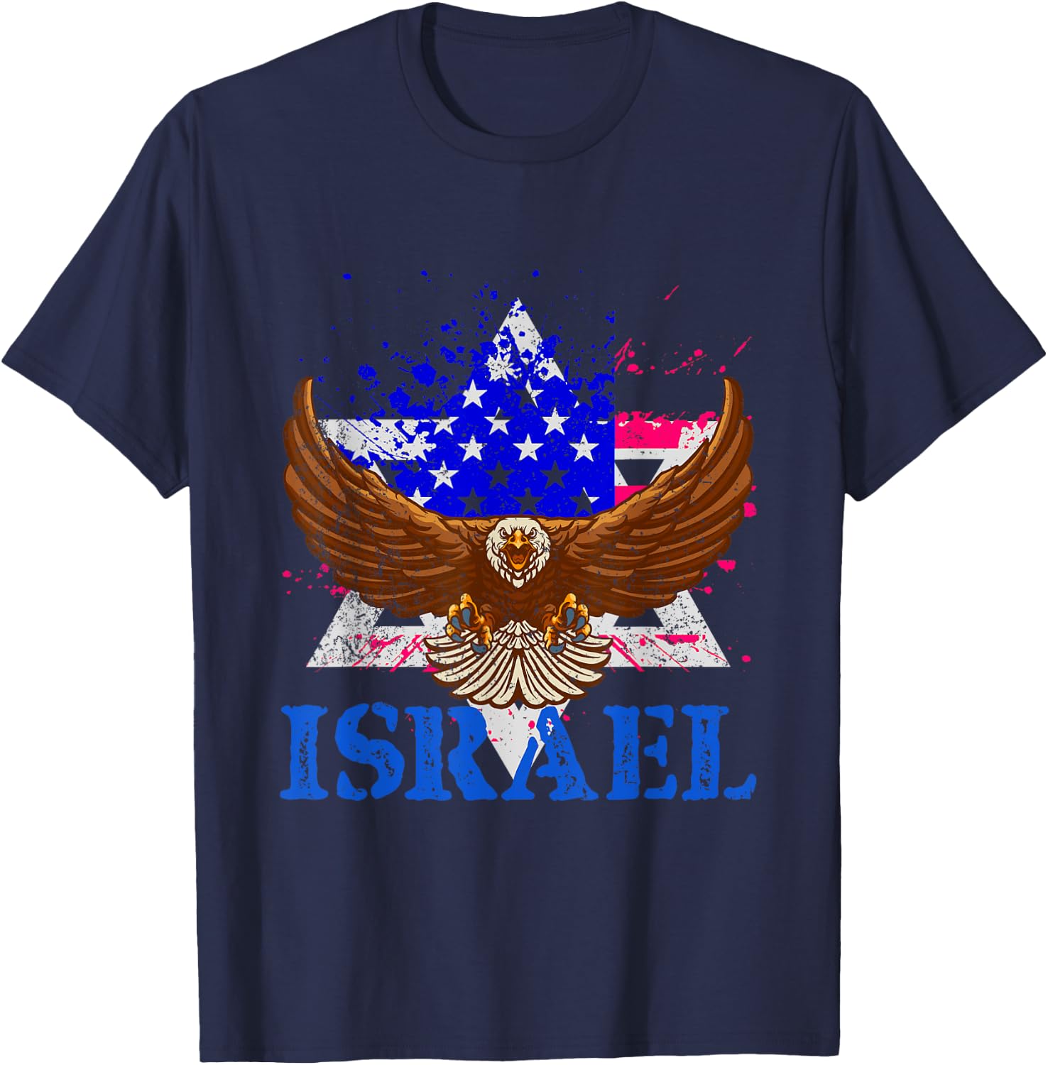 Patriotic Jewish America USA Flag Israel T-Shirt - T-Shirt | Navy