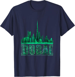 Dubai Burj Khalifa Souvenir United Arab Emirates Skyline UAE , Black, S T-Shirt - T-Shirt | Navy