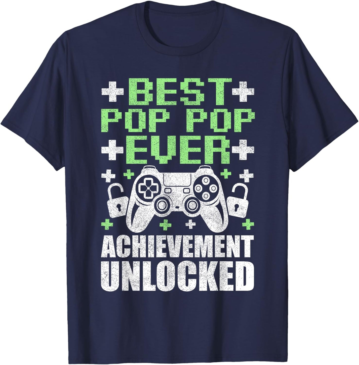 Gamer Grandpa Fathers Day, Best Pop Pop Achievement Unlocked T-Shirt - T-Shirt | Navy