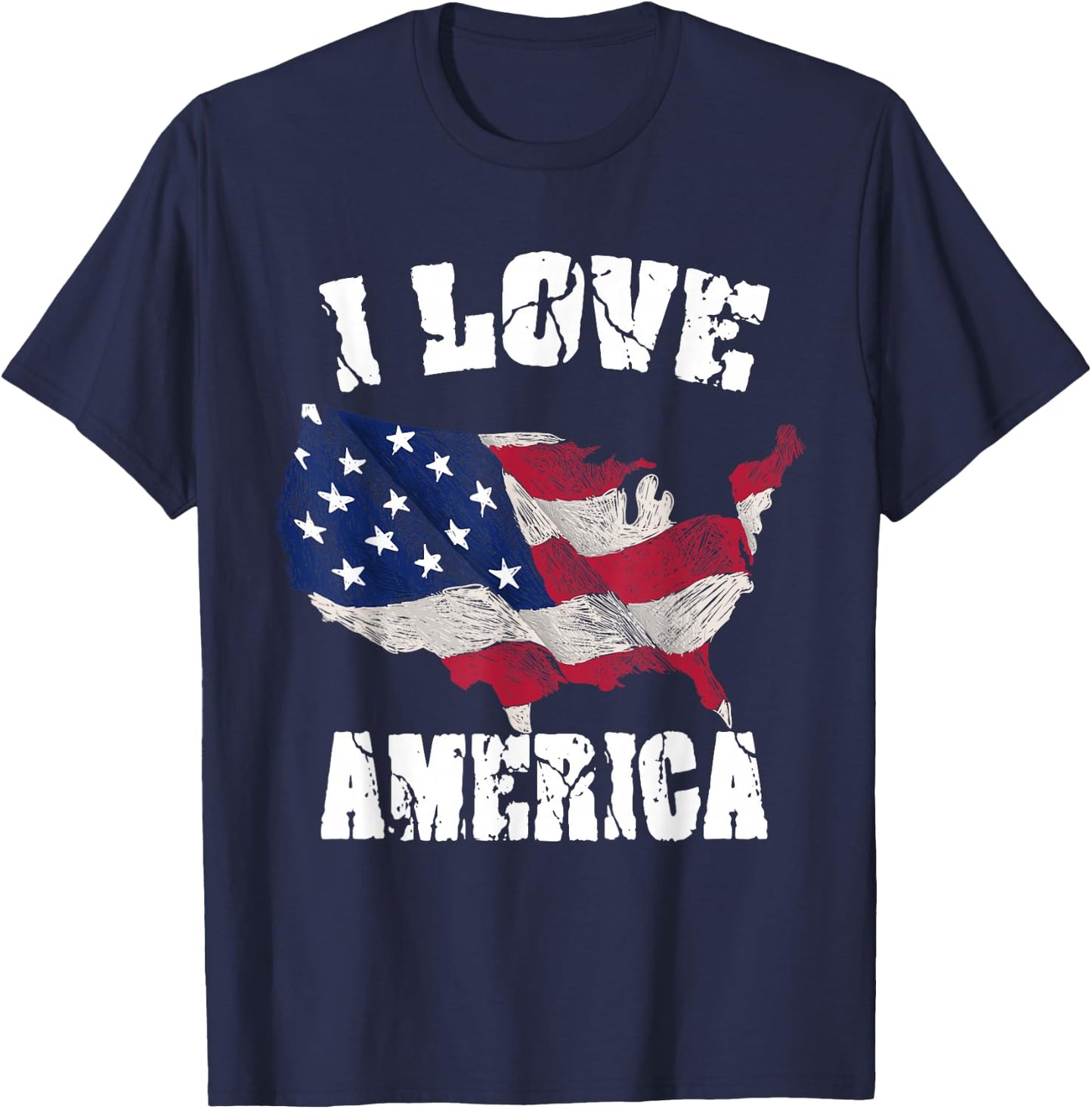 I Love America USA 4th of July Gift T-Shirt - T-Shirt | Navy