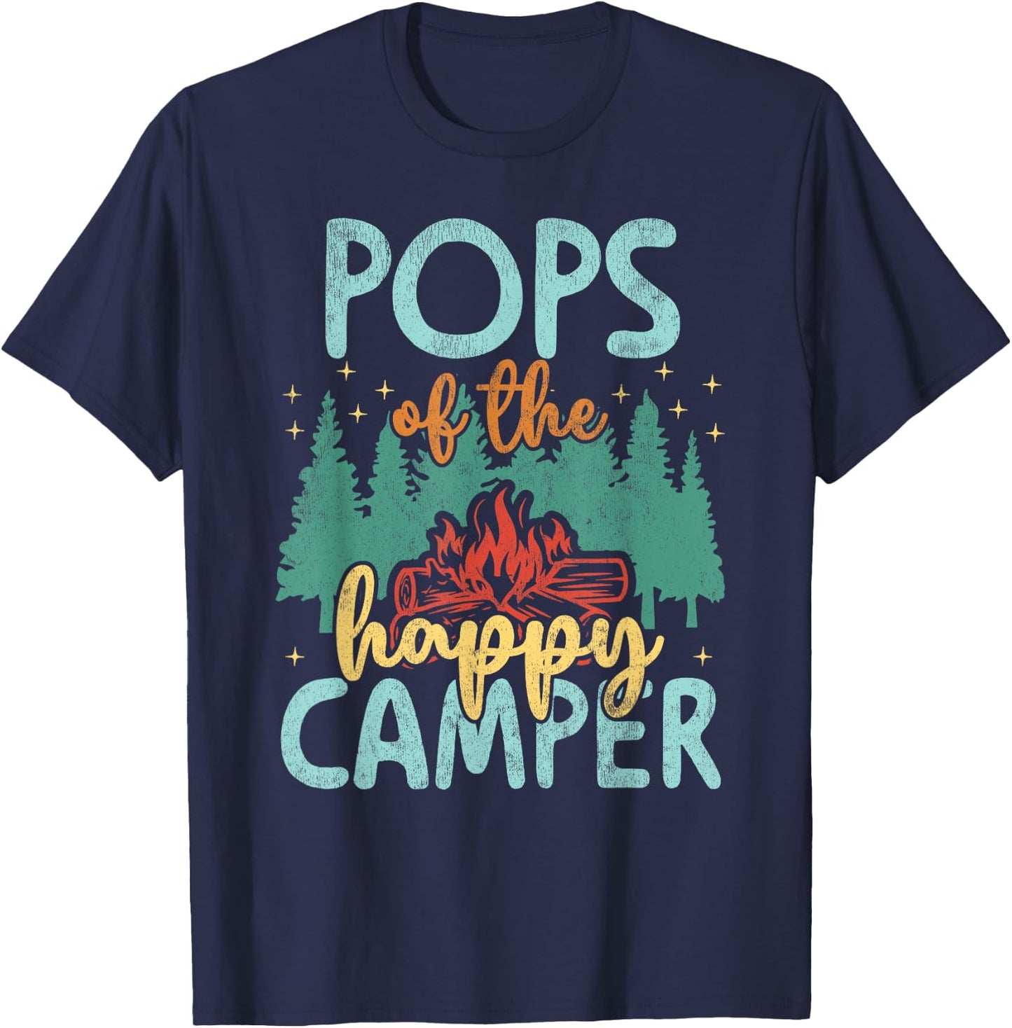 Pops of Happy Camper 1st Birthday Party Retro Pops T-Shirt - T-Shirt | Navy