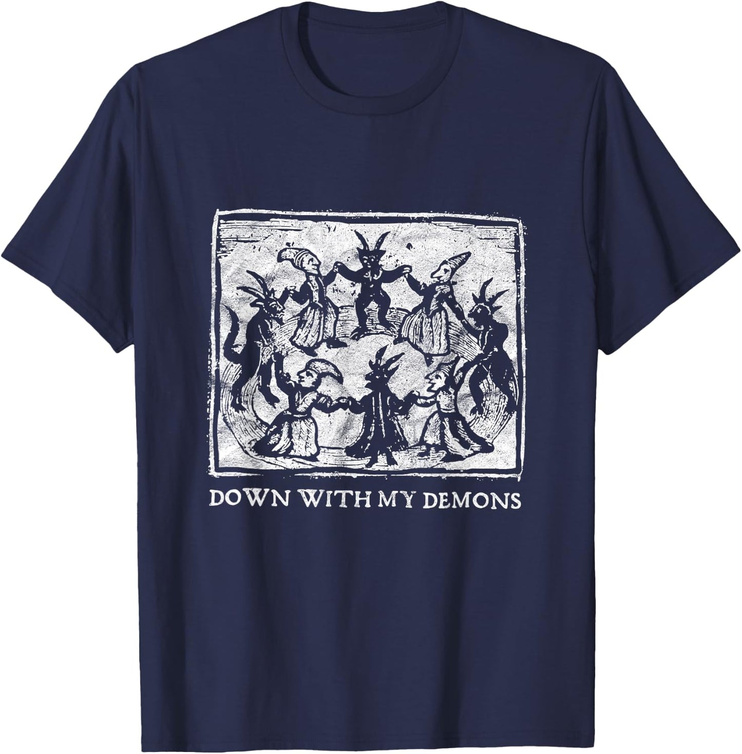 Occult Down With My Demons Gothic Horror Punk Witch Moon , black T-Shirt - T-Shirt | Navy