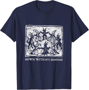 Occult Down With My Demons Gothic Horror Punk Witch Moon , black T-Shirt - T-Shirt | Navy
