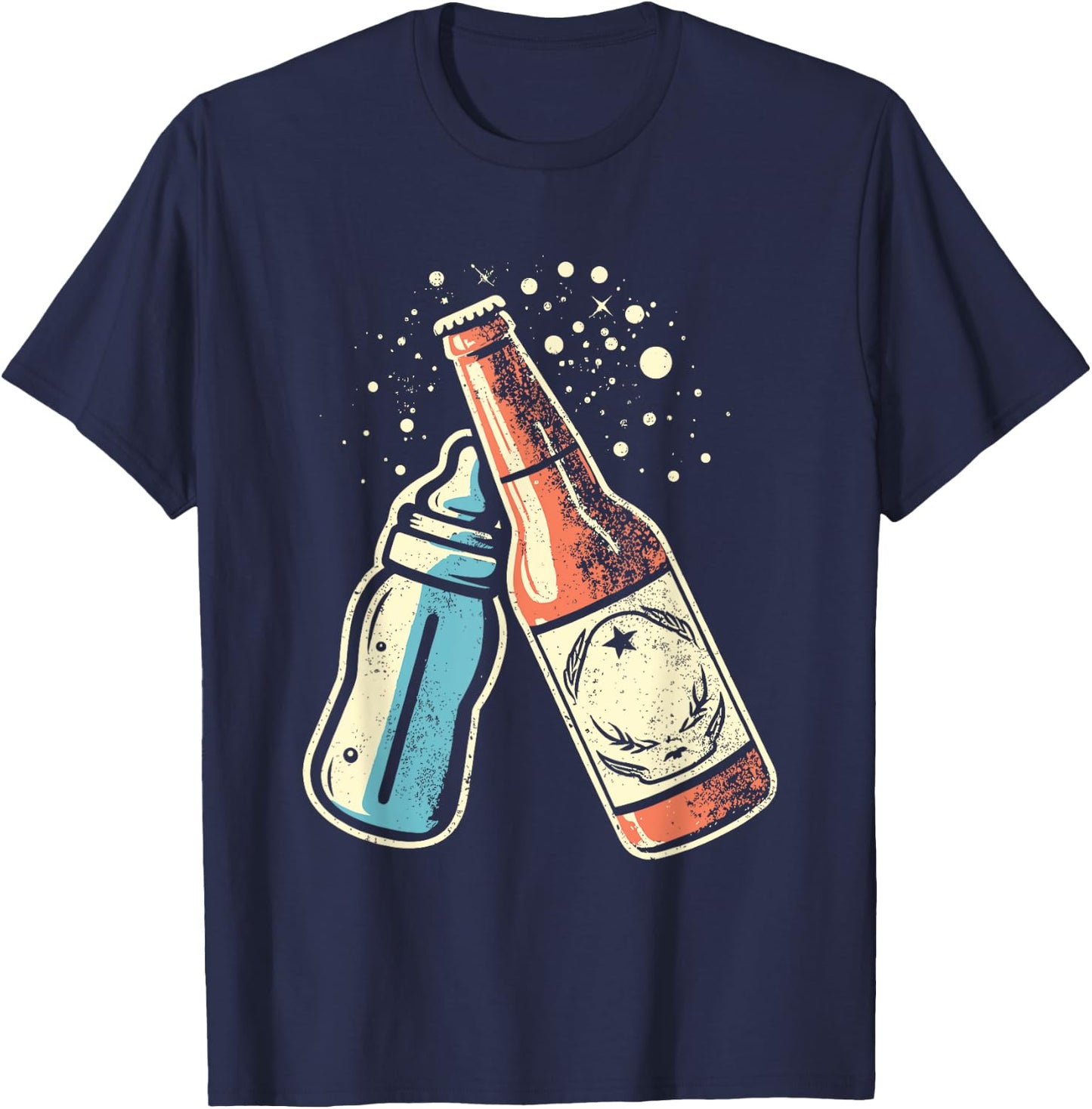 Beer Baby Bottle Toast - Cheers First Time Father To Be T-Shirt - T-Shirt | Navy